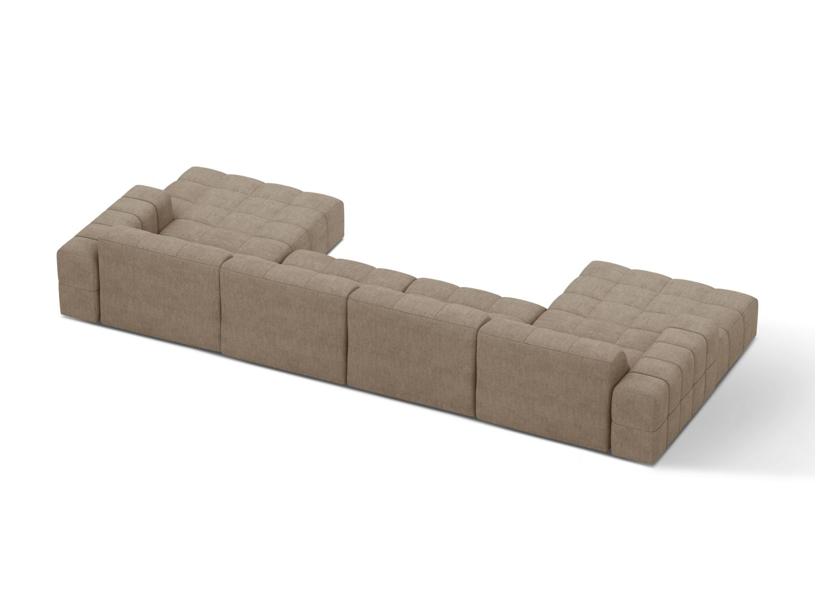 Sofa panoramiczna 6-osobowa JENNIFER ciemnobeżowy szenil – ujęcie tylne