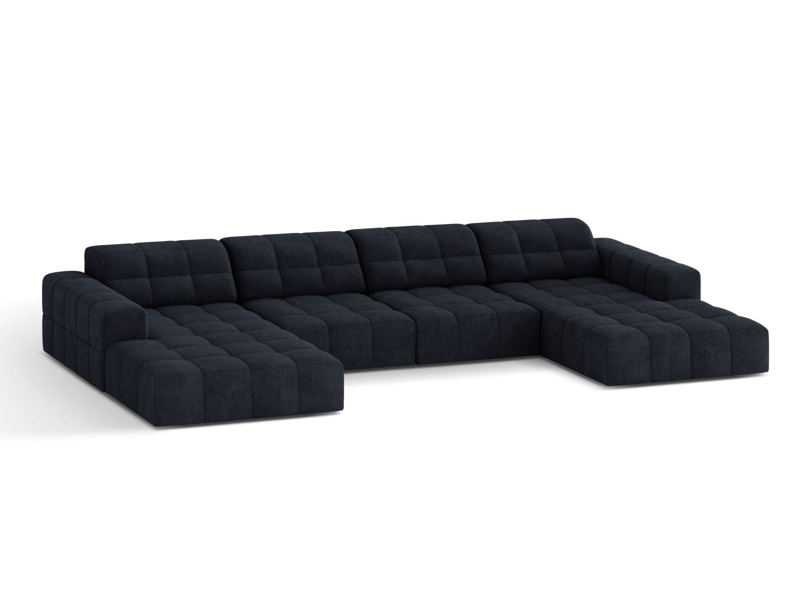 Sofa panoramiczna 6-osobowa JENNIFER granatowy szenil – ujęcie boczne