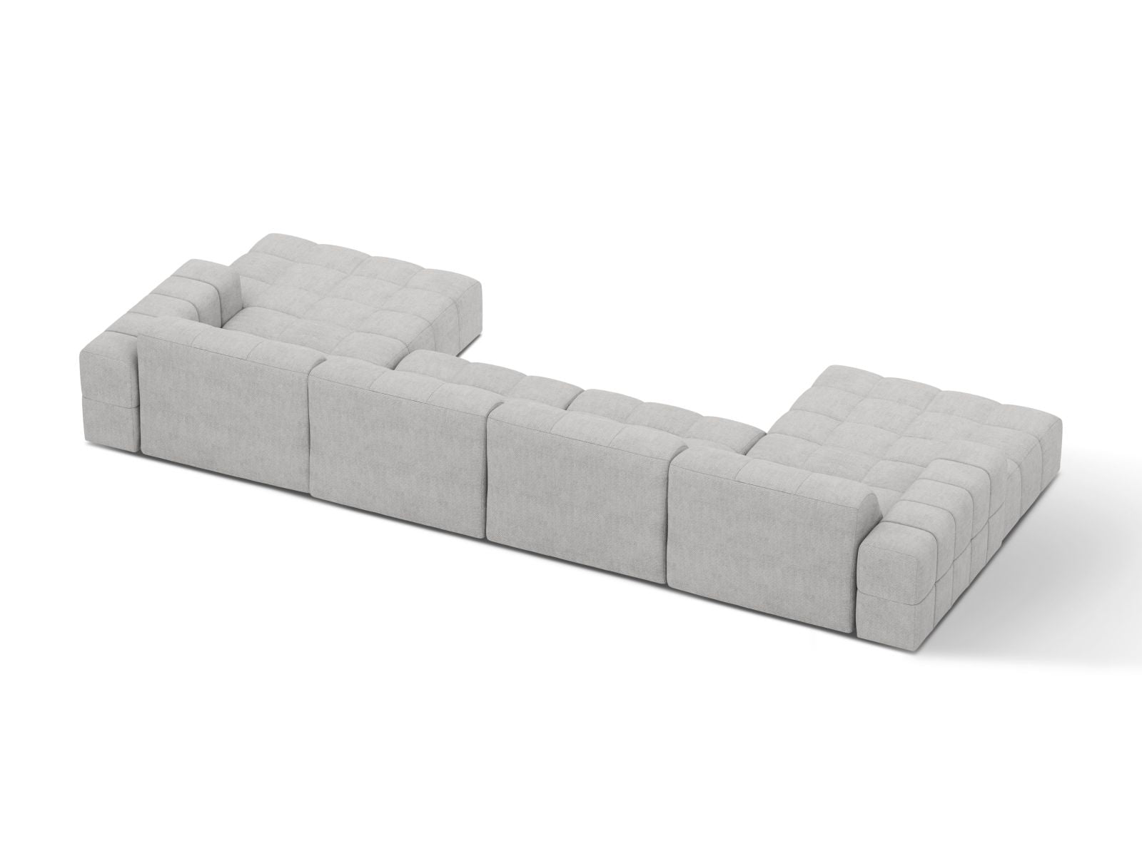 Sofa panoramiczna 6-osobowa JENNIFER srebrny szenil – ujęcie tylne