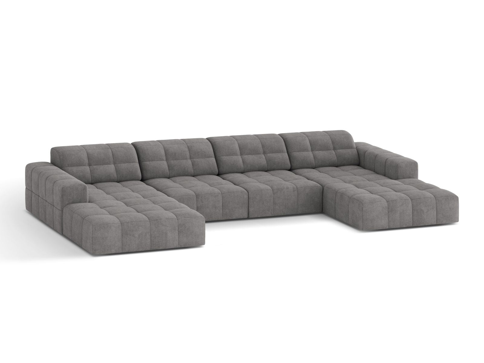 Sofa panoramiczna 6-osobowa JENNIFER jasnoszary szenil – ujęcie boczne