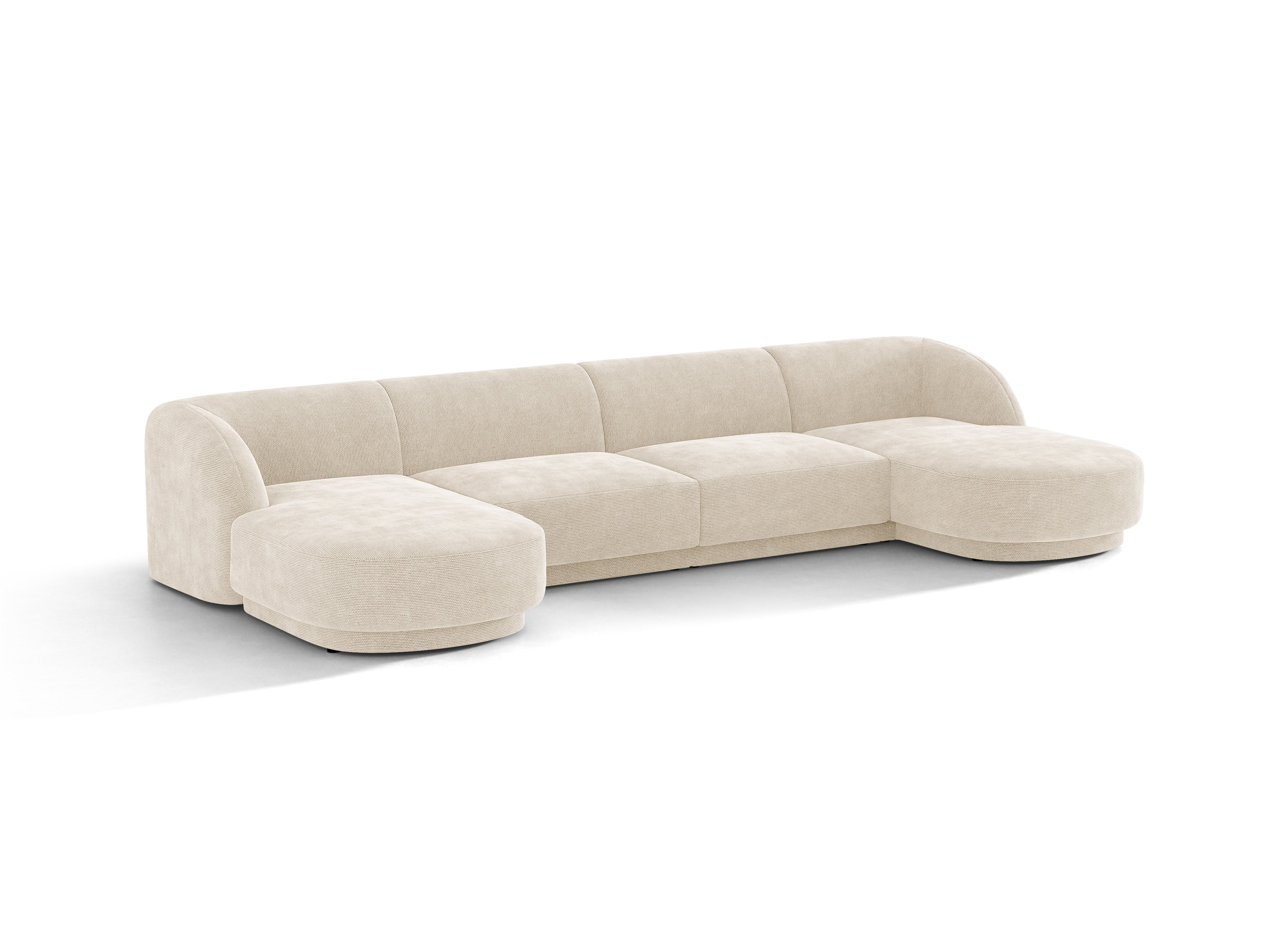 U-förmige Couch MILEY Elfenbein Chenille
