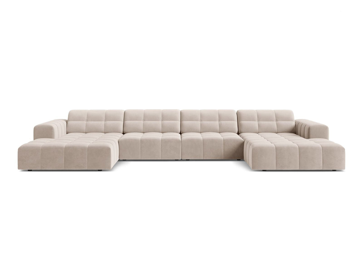 Sofa aksamitna panoramiczna 6-osobowa JENNIFER jasnobeżowy Venus – Micadoni