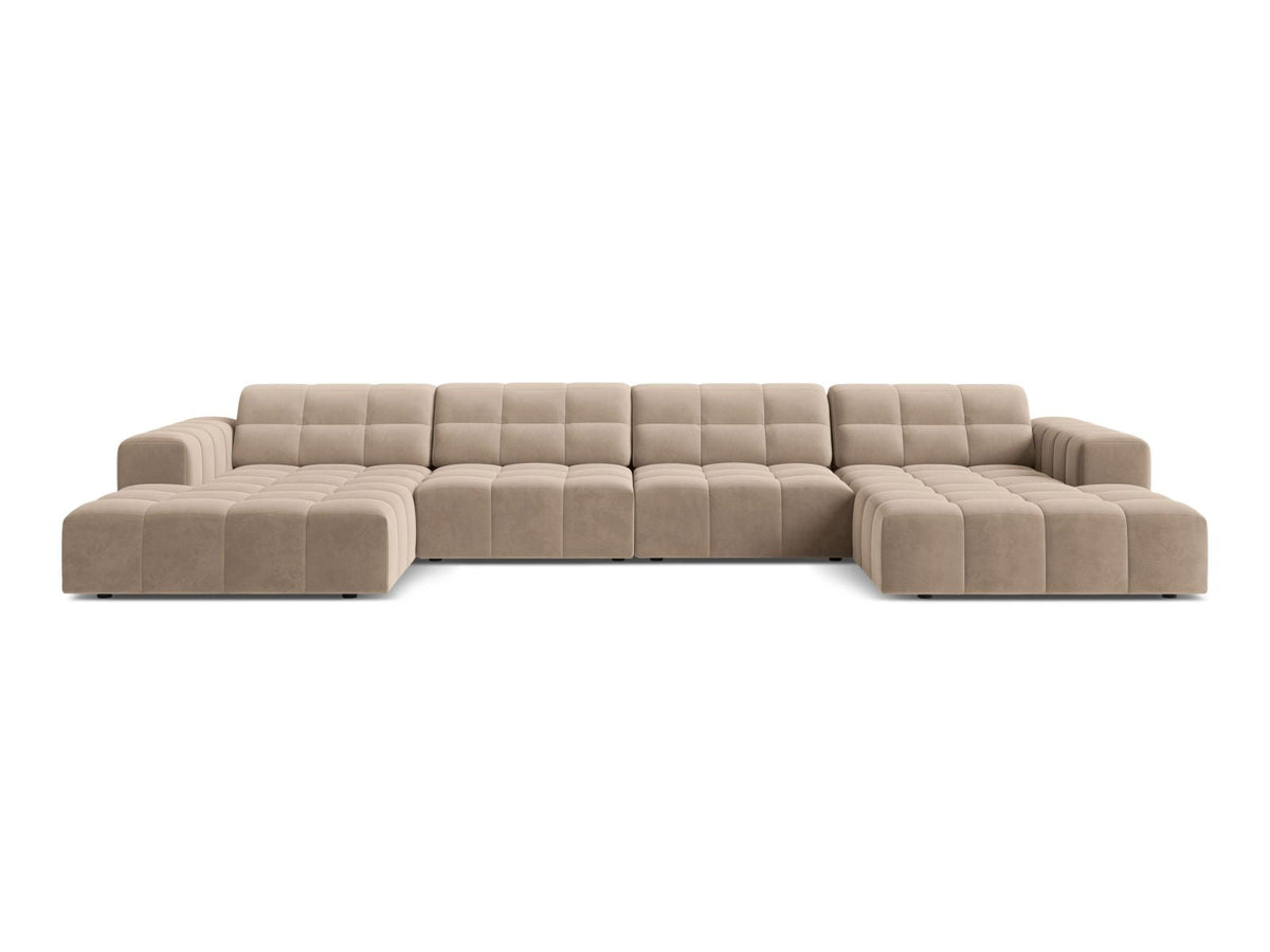Sofa aksamitna panoramiczna 6-osobowa JENNIFER beżowy Venus – Micadoni