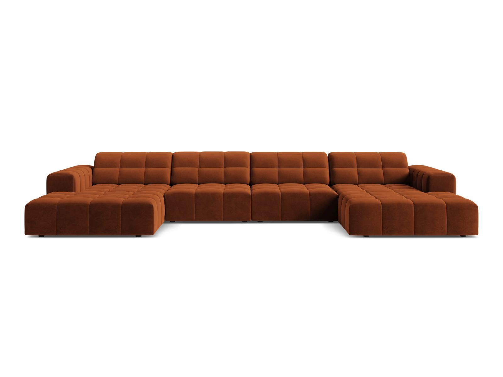 Sofa aksamitna panoramiczna 6-osobowa JENNIFER terakota Bluvel – Micadoni