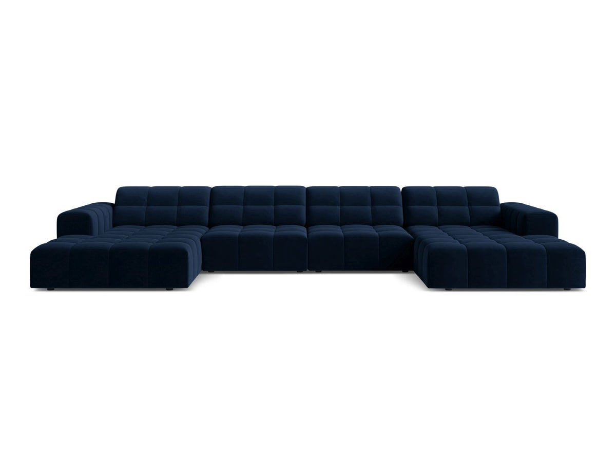 Sofa aksamitna panoramiczna 6-osobowa JENNIFER kobaltowy Bluvel – Micadoni