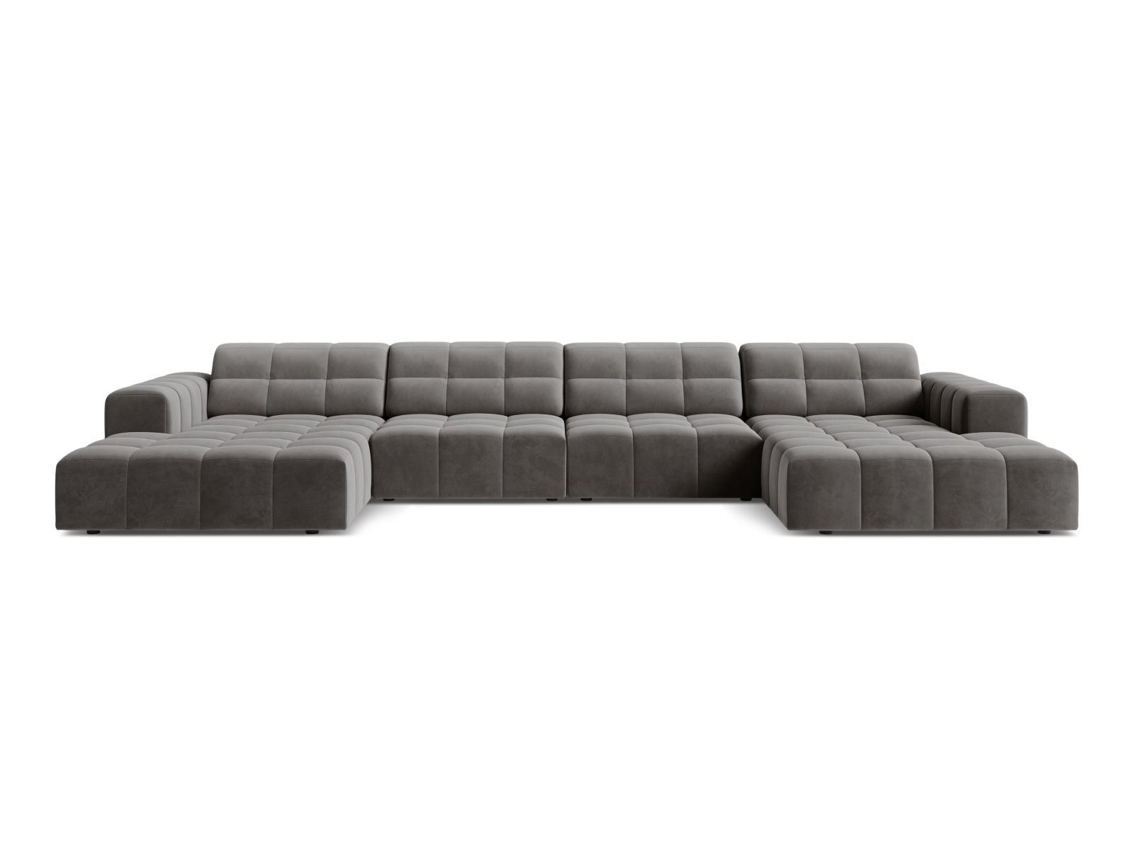 Sofa aksamitna panoramiczna 6-osobowa JENNIFER jasnoszary Bluvel – Micadoni
