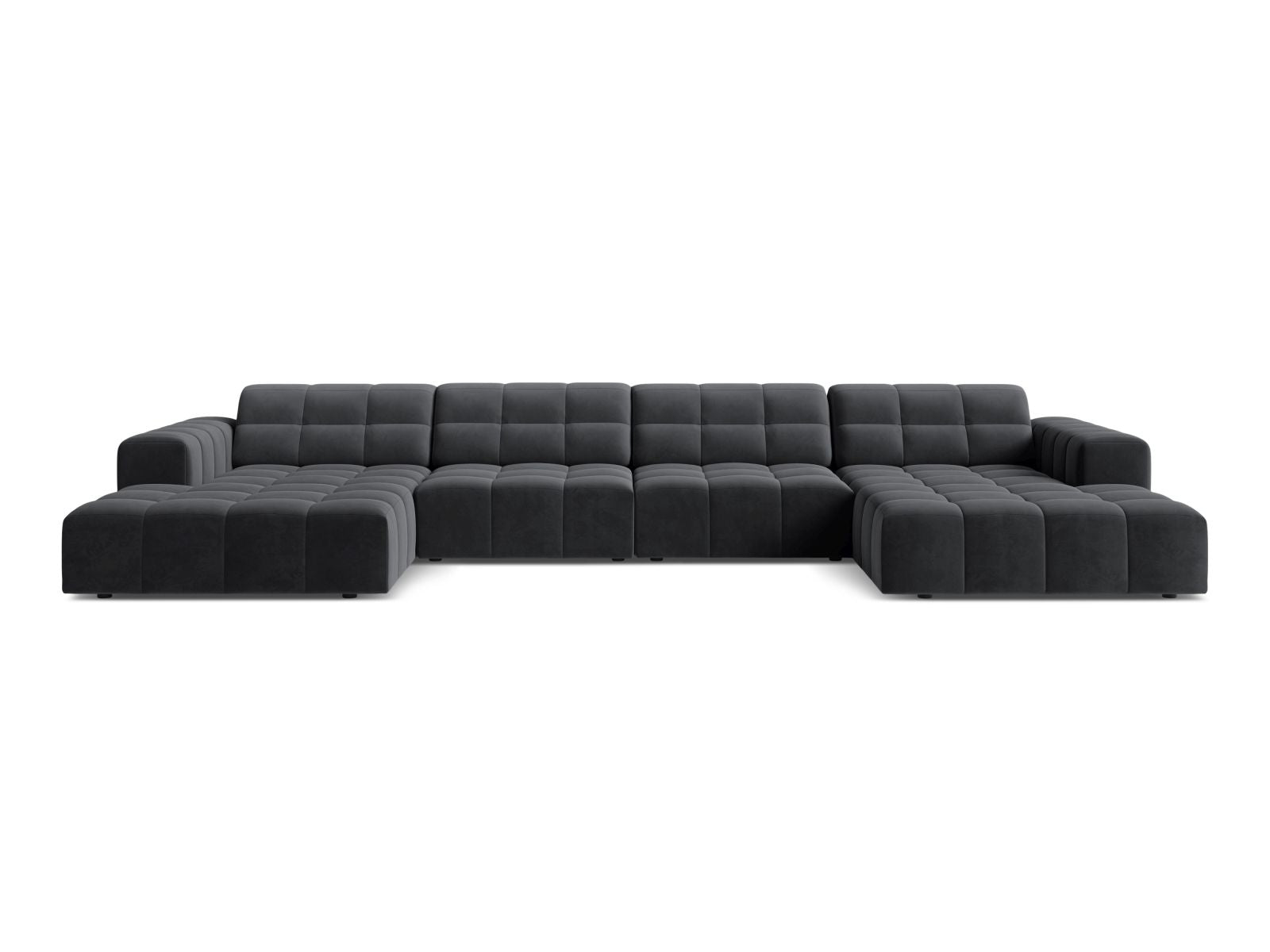 Sofa aksamitna panoramiczna 6-osobowa JENNIFER szary Bluvel – Micadoni