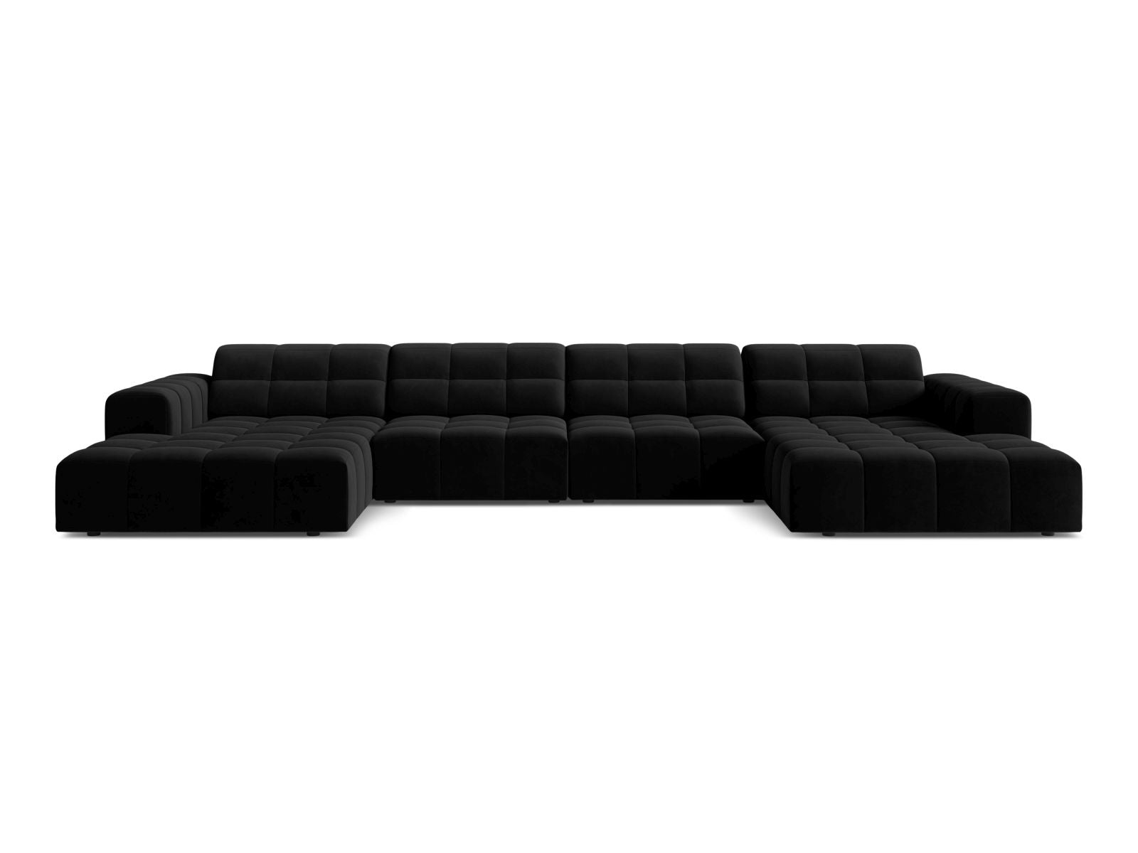 Sofa aksamitna panoramiczna 6-osobowa JENNIFER czarny Bluvel – Micadoni