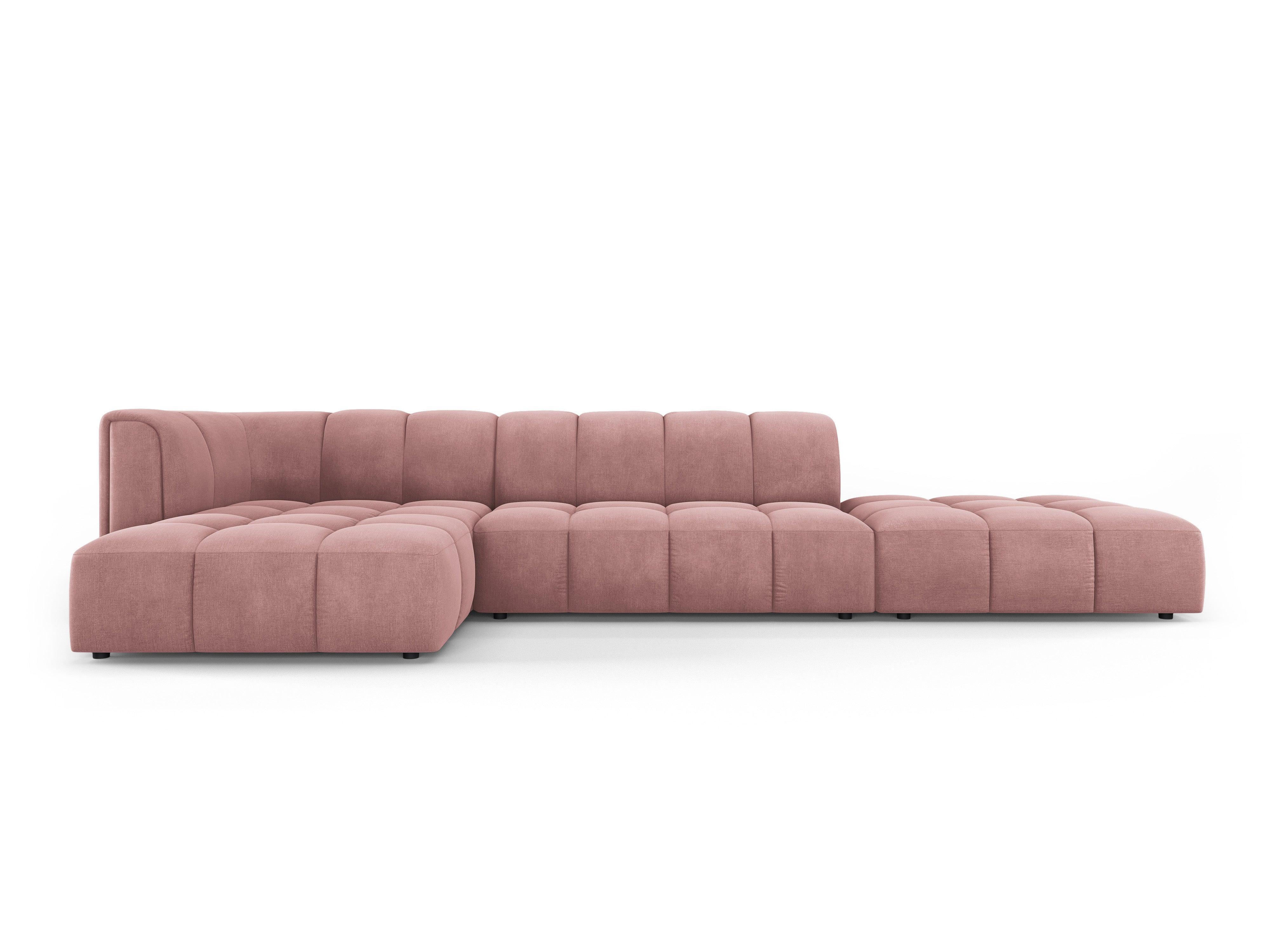 Corner sofa 5 seater left open FRANCESCA pink chenille Milo Casa Eye on Design