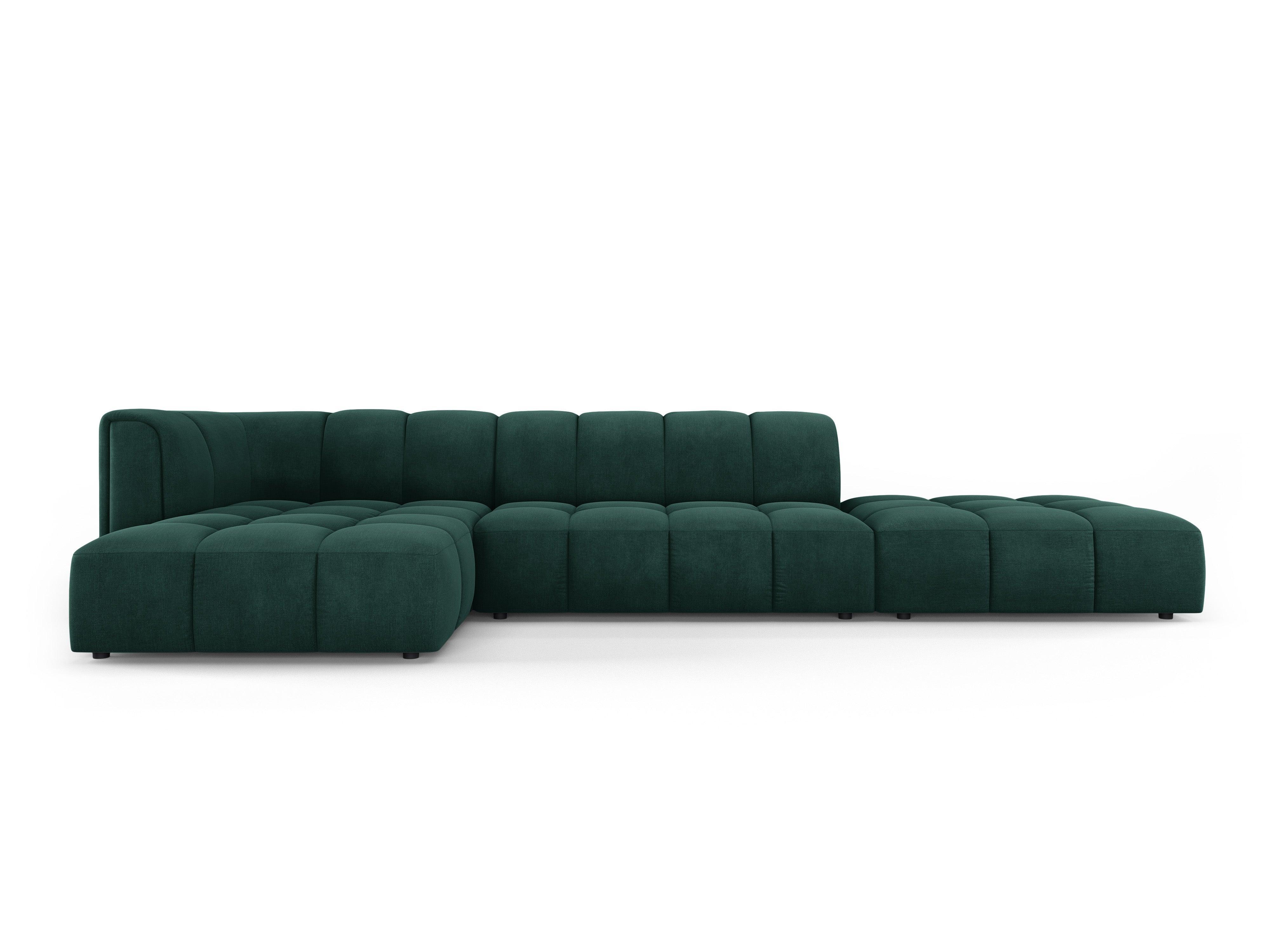 Corner sofa 5 seater left open FRANCESCA bottle green chenille Milo Casa Eye on Design