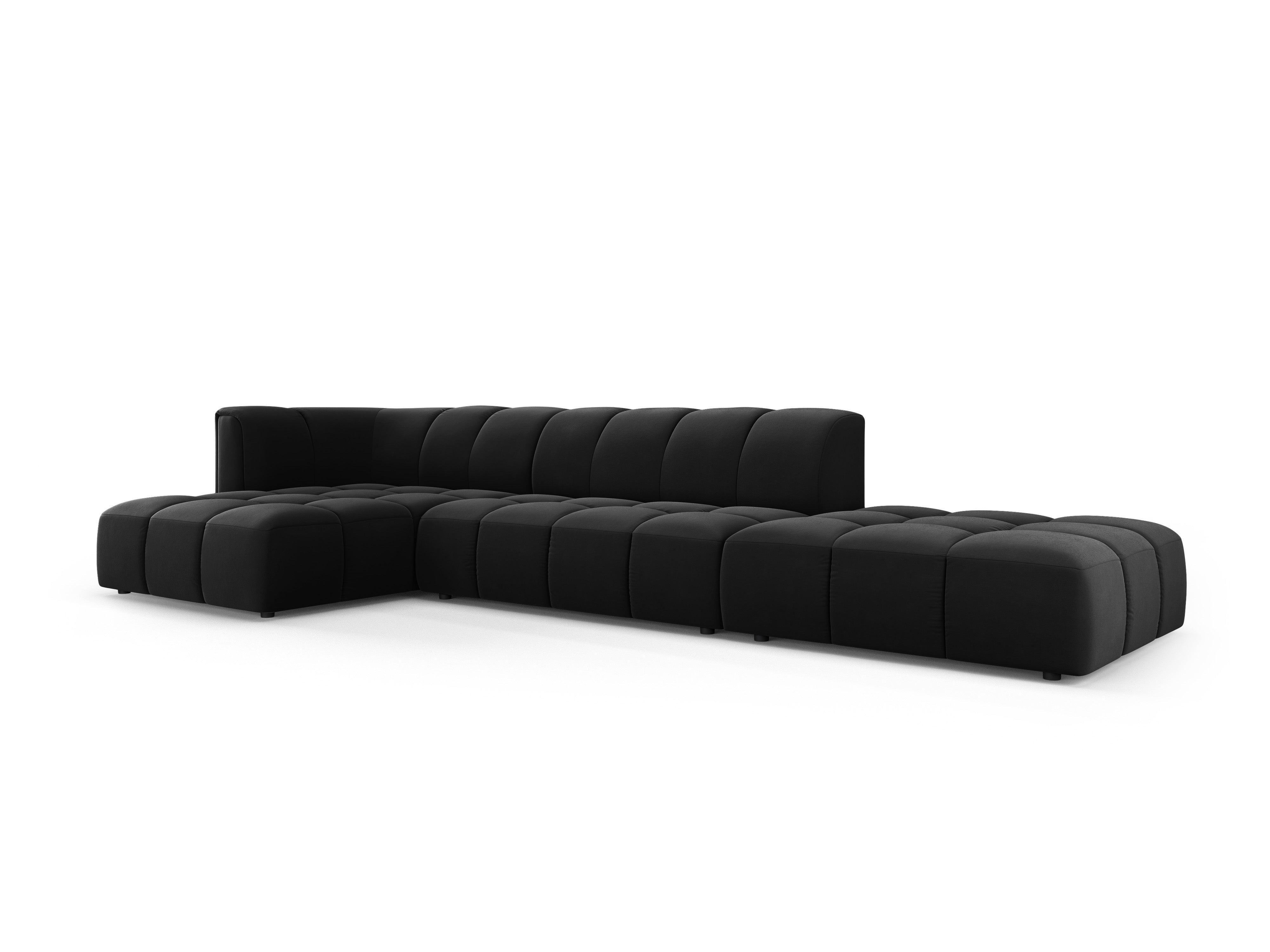 Velvet corner 5-seater left open FRANCESCA black Milo Casa Eye on Design