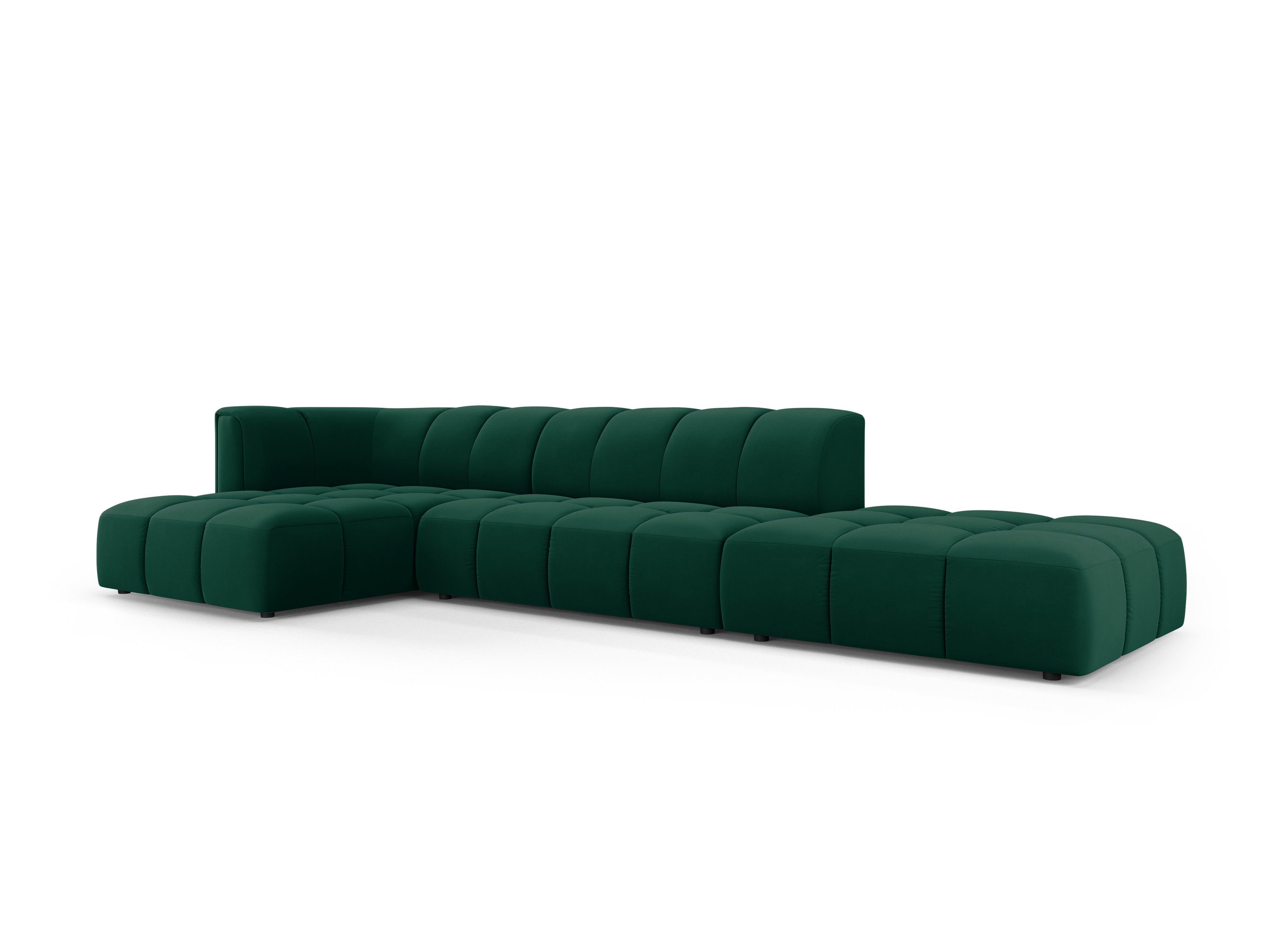 Velvet corner 5 seater left open FRANCESCA bottled green Milo Casa Eye on Design