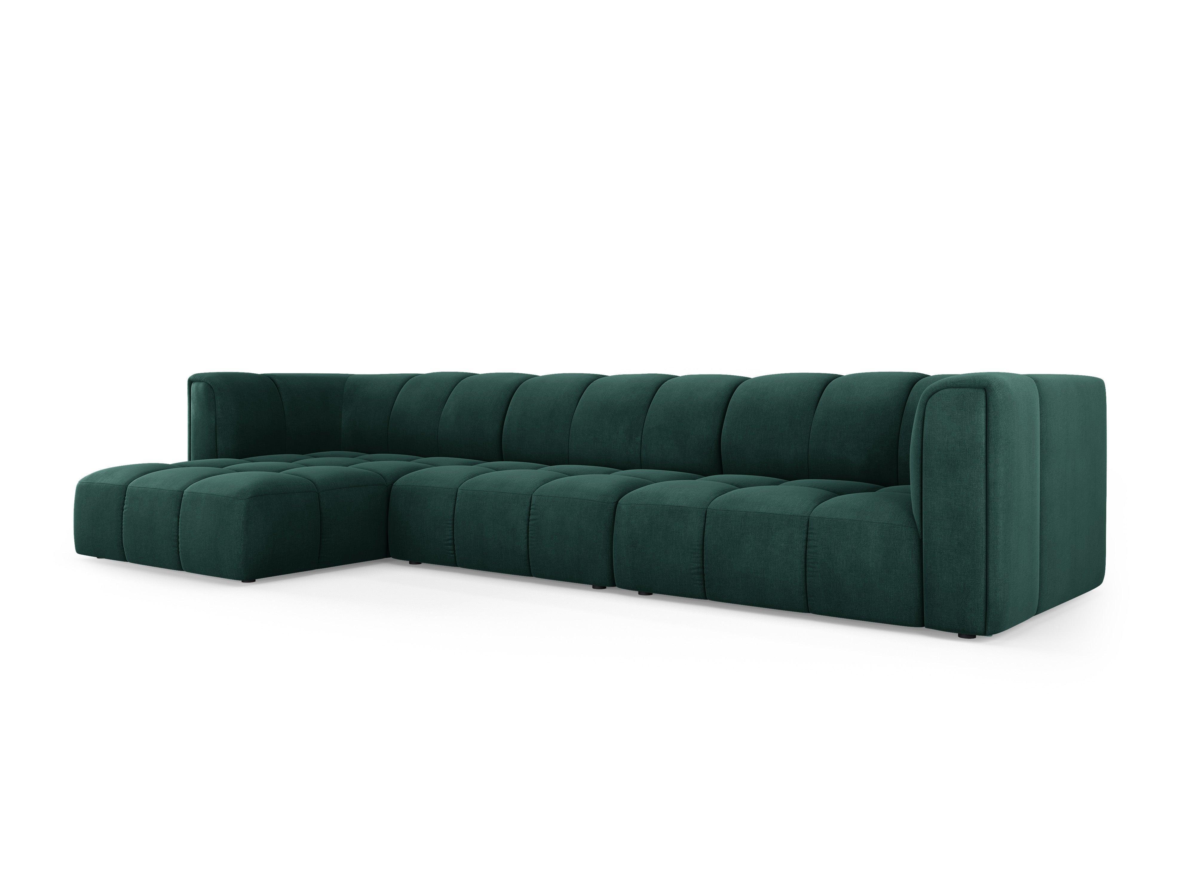 Corner sofa 5 seater left FRANCESCA bottle green chenille Milo Casa Eye on Design