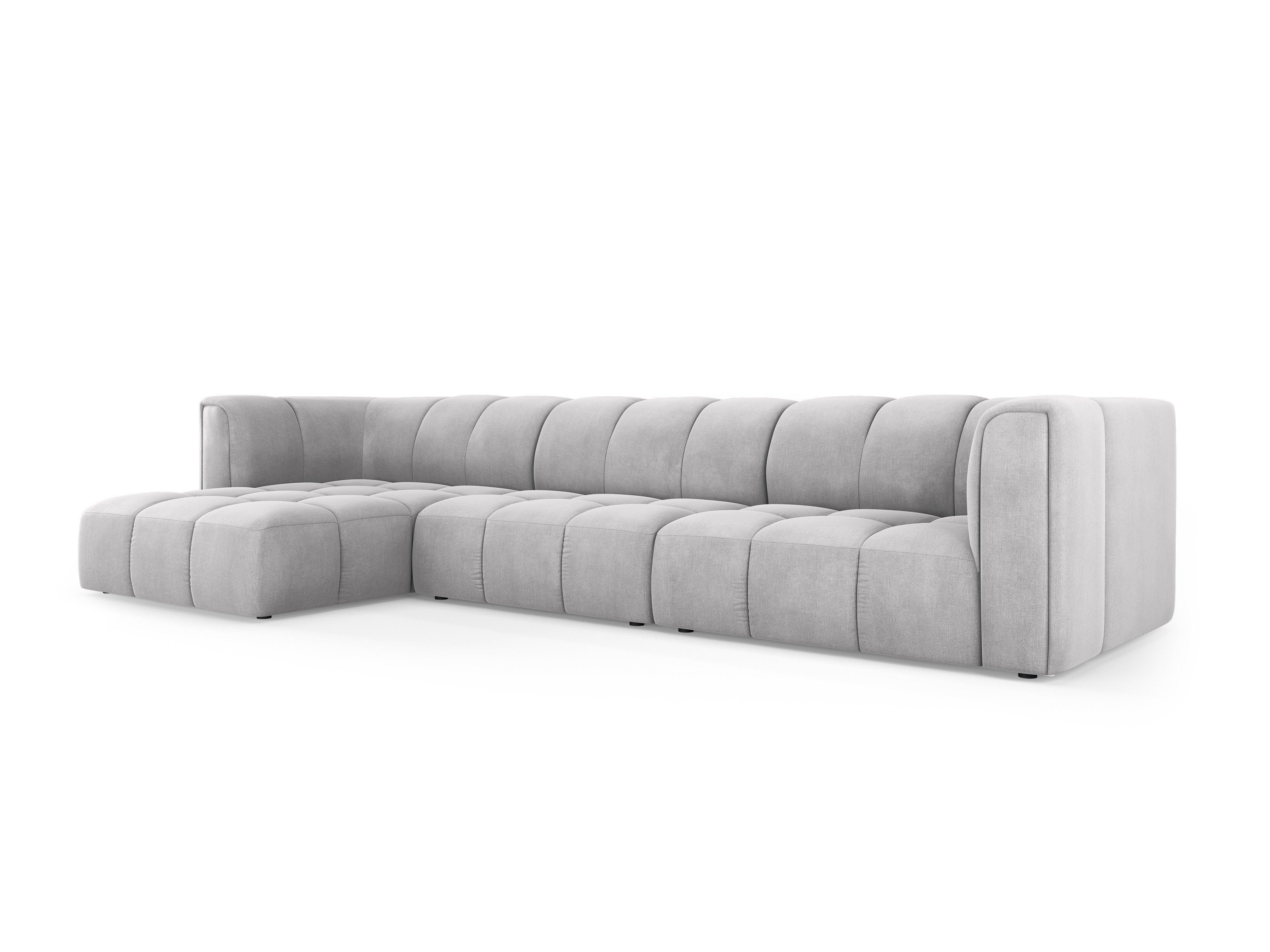 Corner sofa 5 seater left FRANCESCA light grey chenille Milo Casa Eye on Design