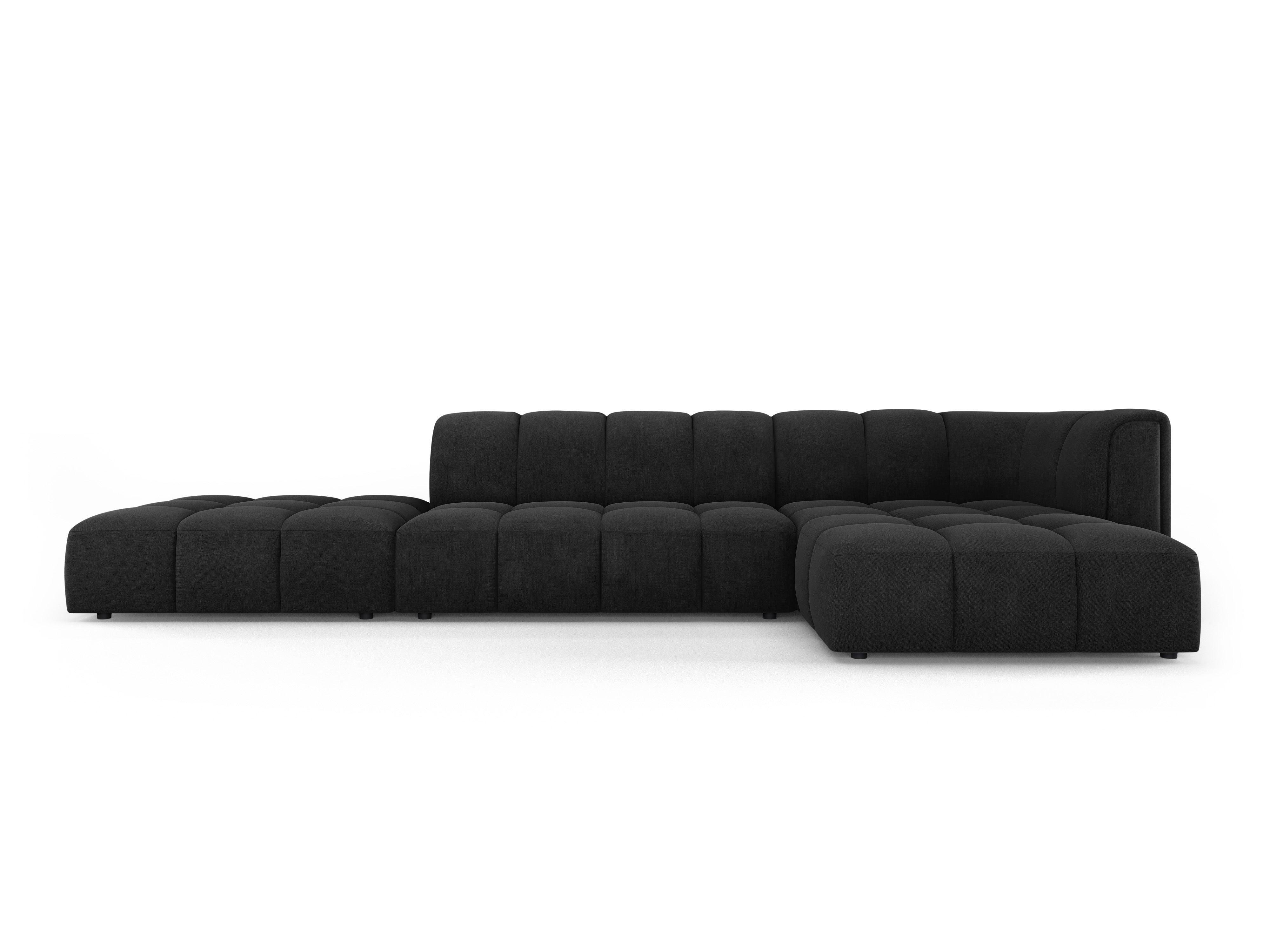 Corner sofa 5 seater right side open FRANCESCA black chenille Milo Casa Eye on Design