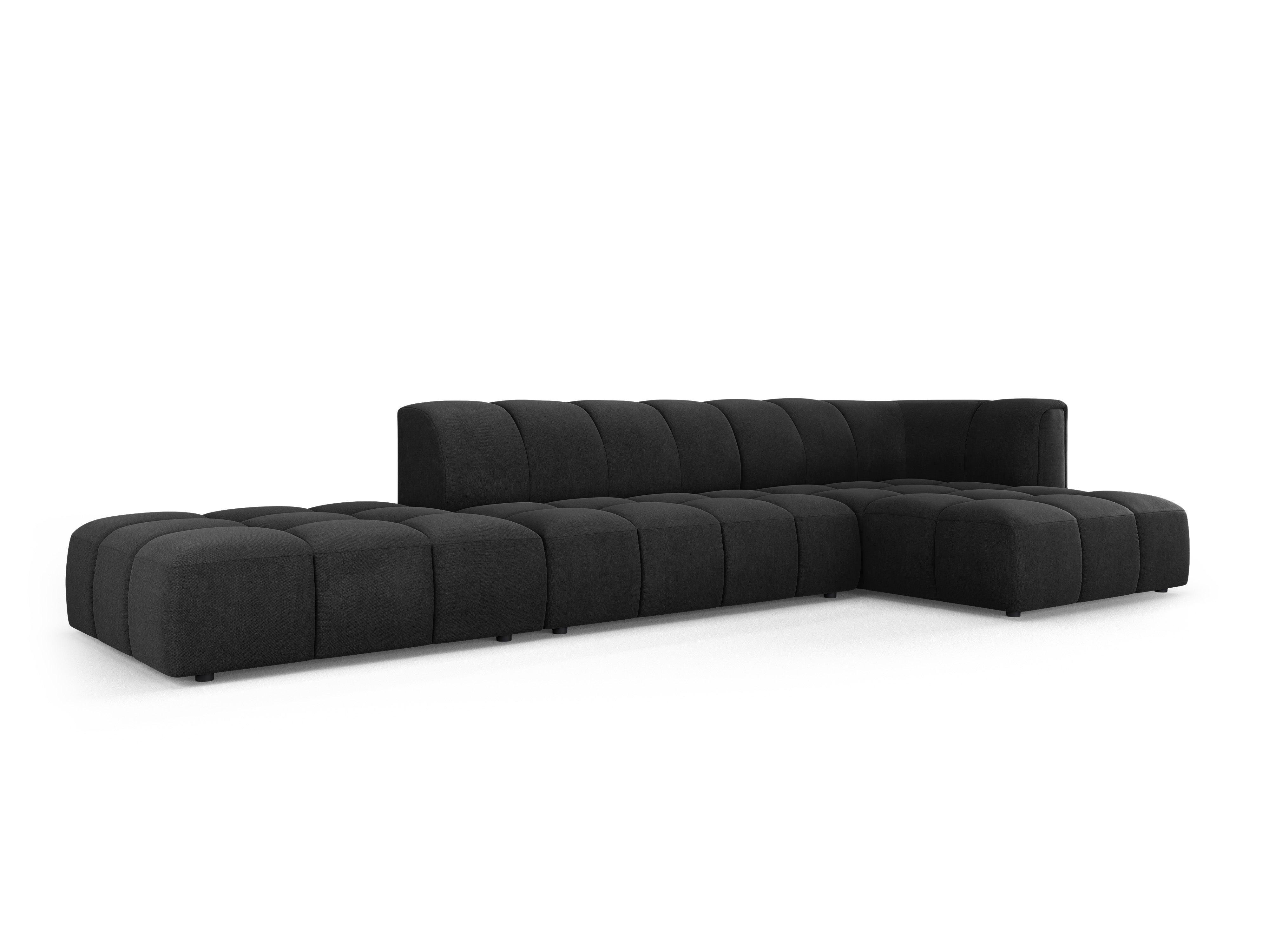 Corner sofa 5 seater right open FRANCESCA black chenille Milo Casa Eye on Design