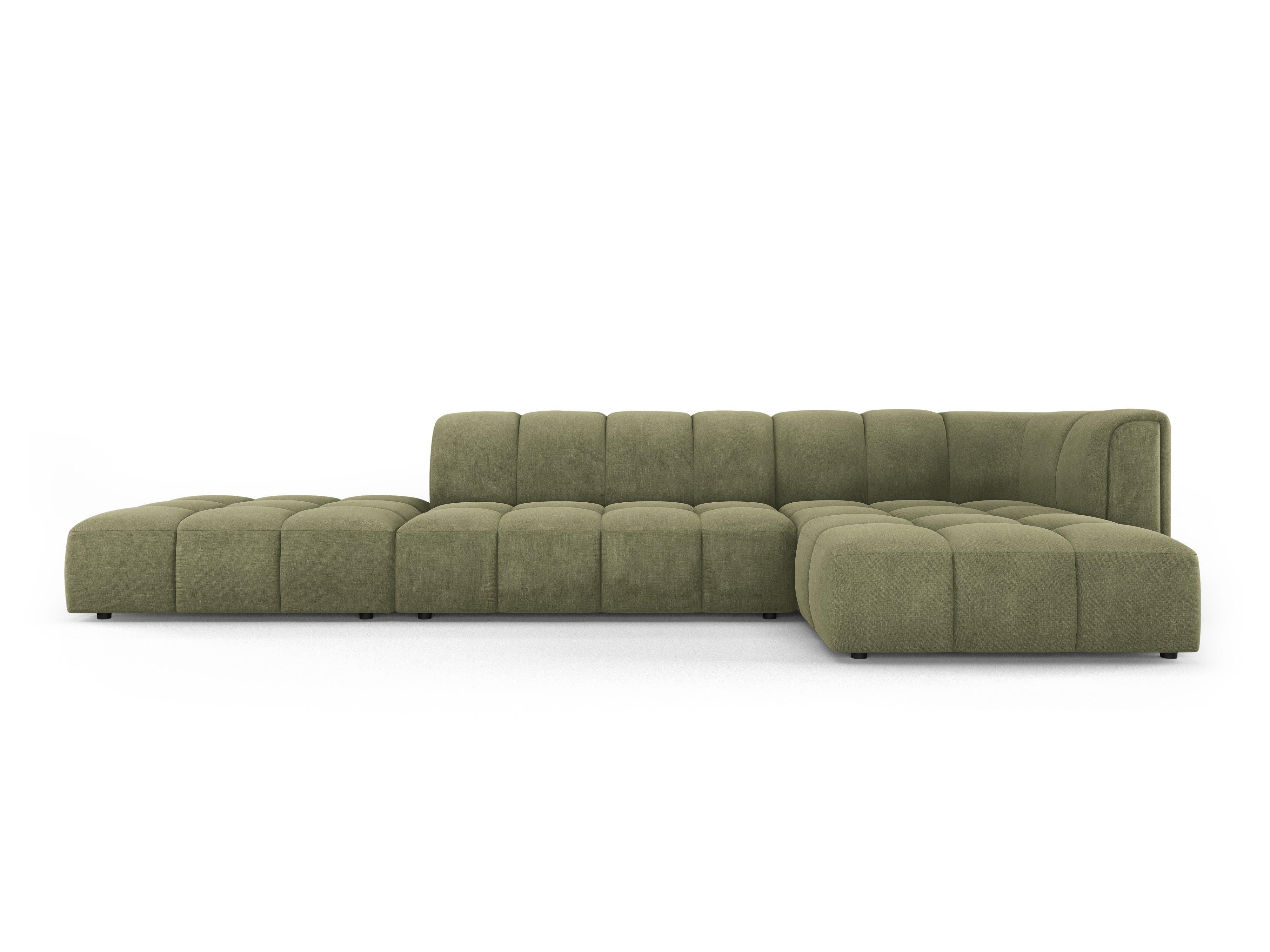 Corner sofa 5 seater right side open FRANCESCA light green chenille Milo Casa Eye on Design