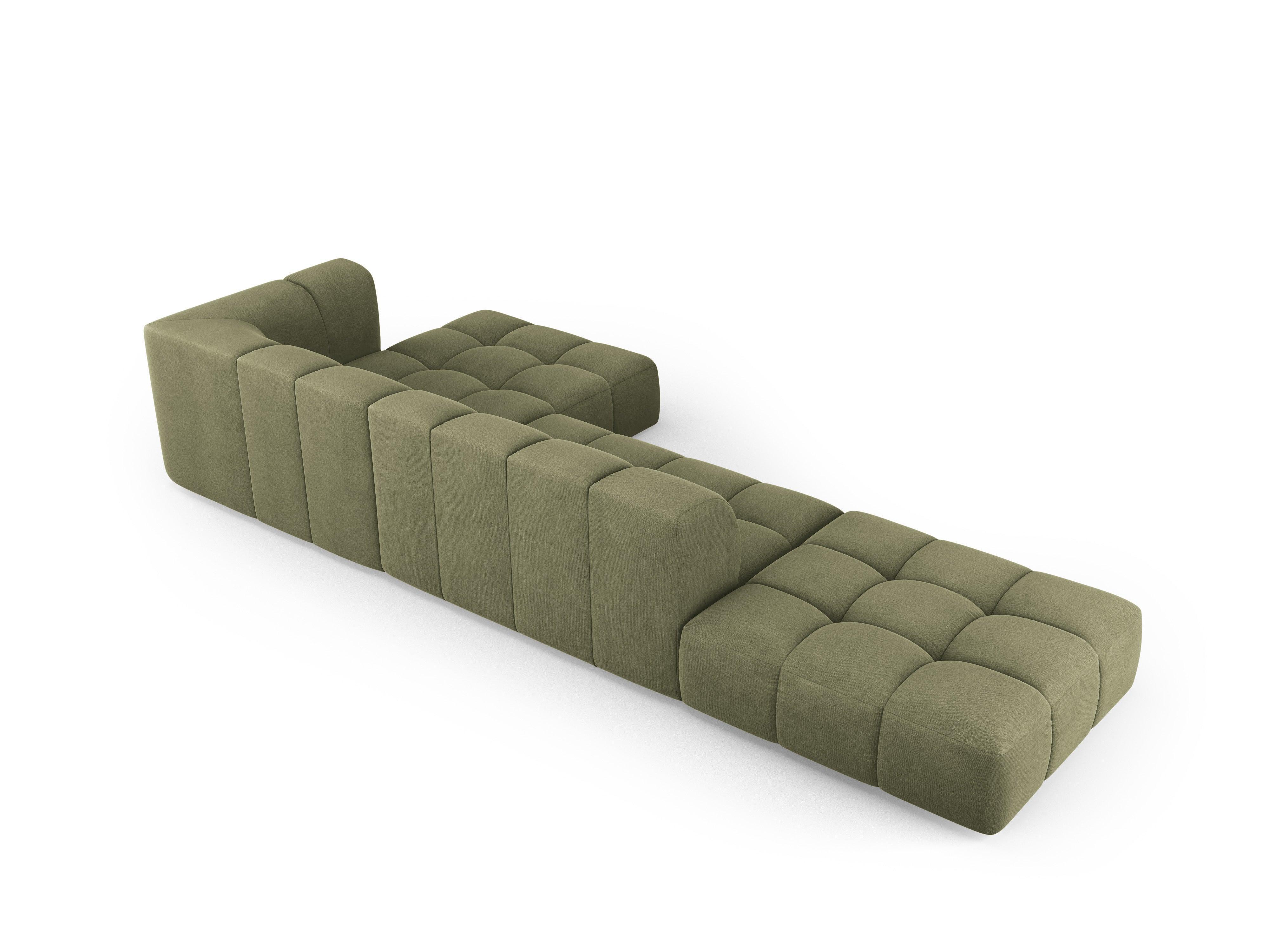 Corner sofa 5 seater right side open FRANCESCA light green chenille Milo Casa Eye on Design