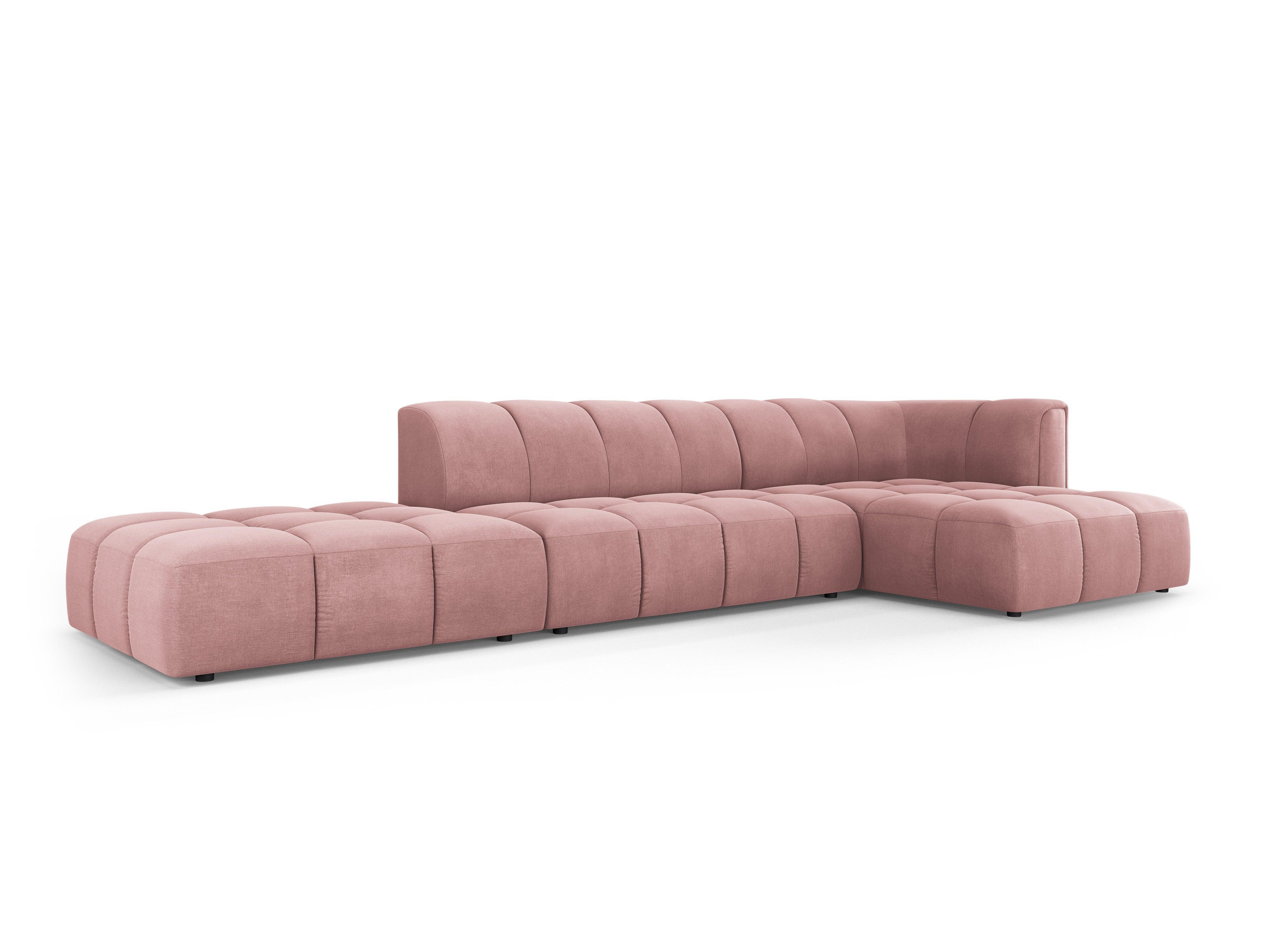 Corner sofa 5 seater right side open FRANCESCA pink chenille Milo Casa Eye on Design