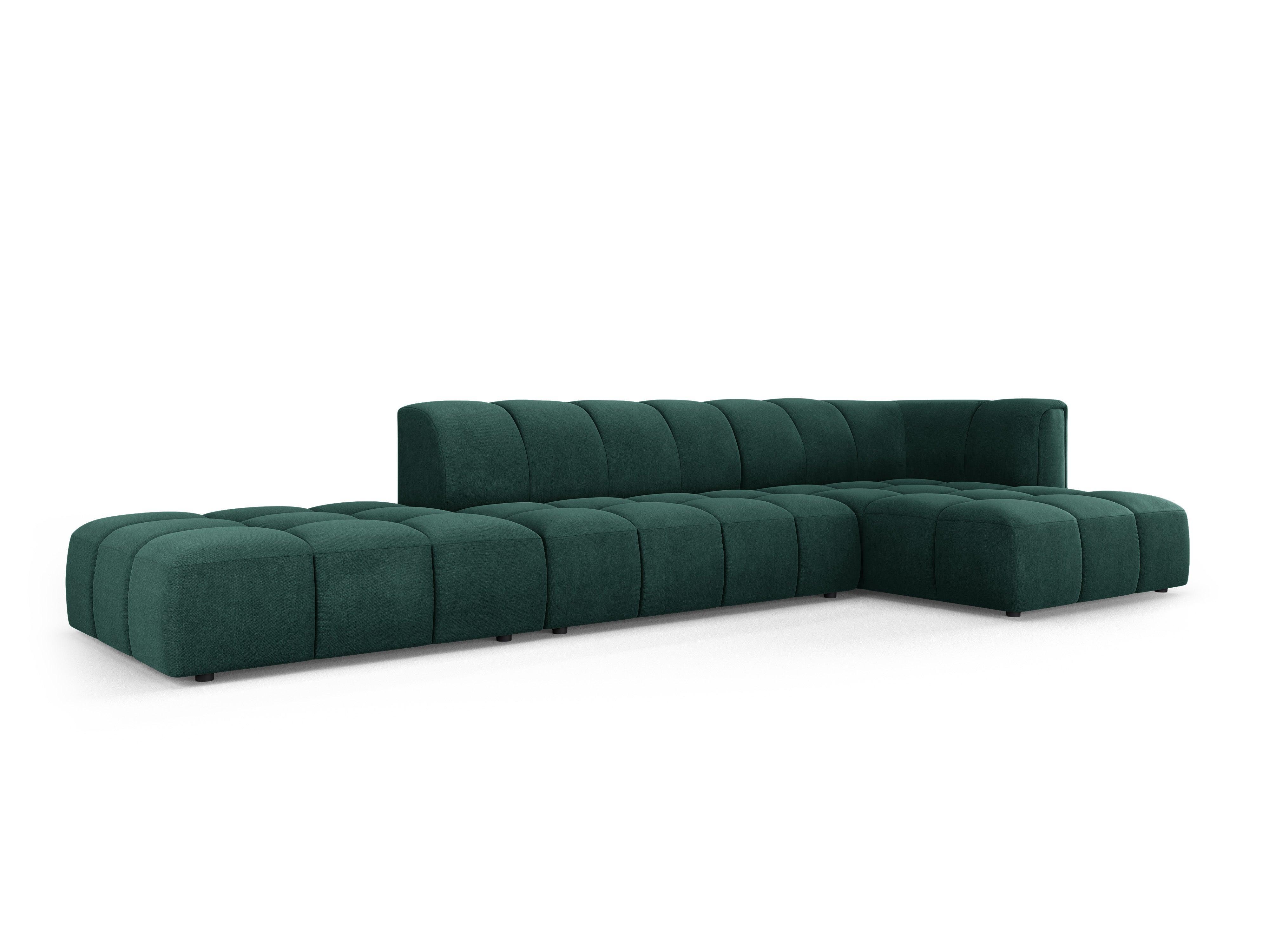 Corner sofa 5 seater right side open FRANCESCA bottle green chenille Milo Casa Eye on Design