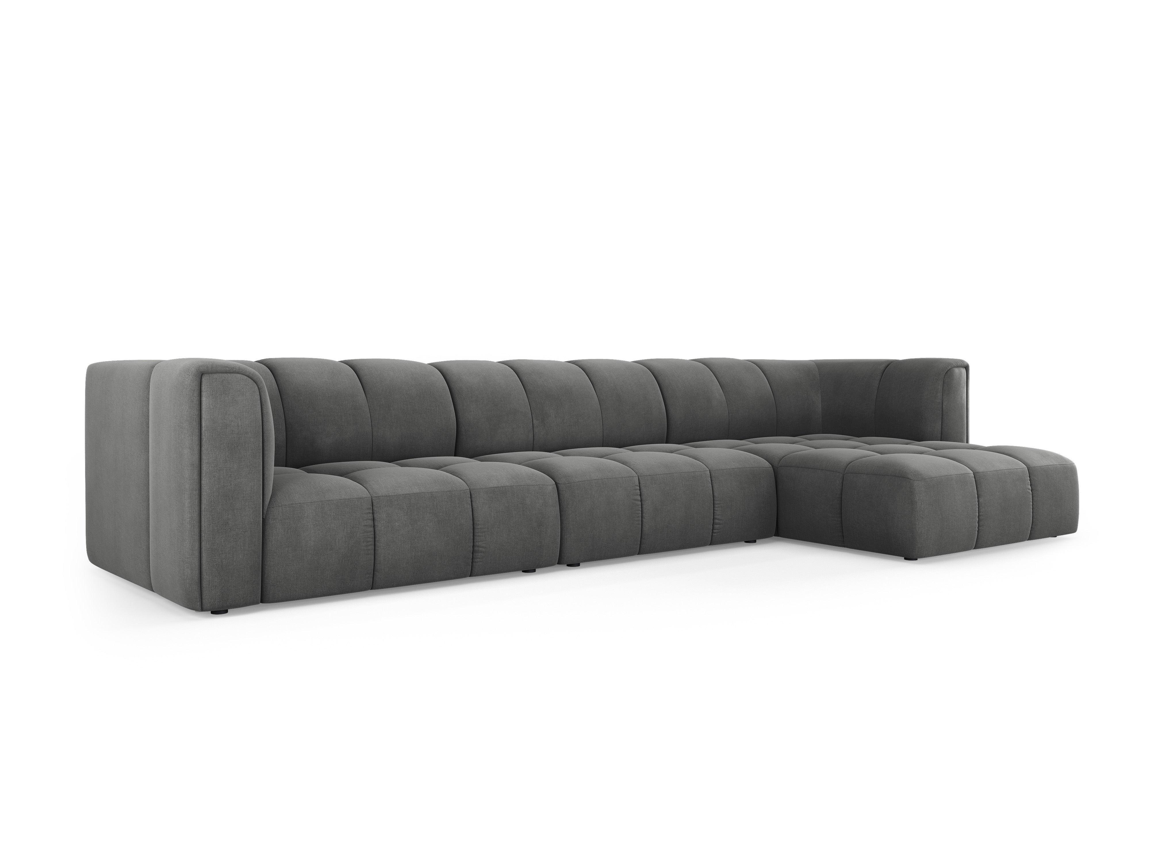 Corner sofa 5 seater right side FRANCESCA dark grey chenille Milo Casa Eye on Design