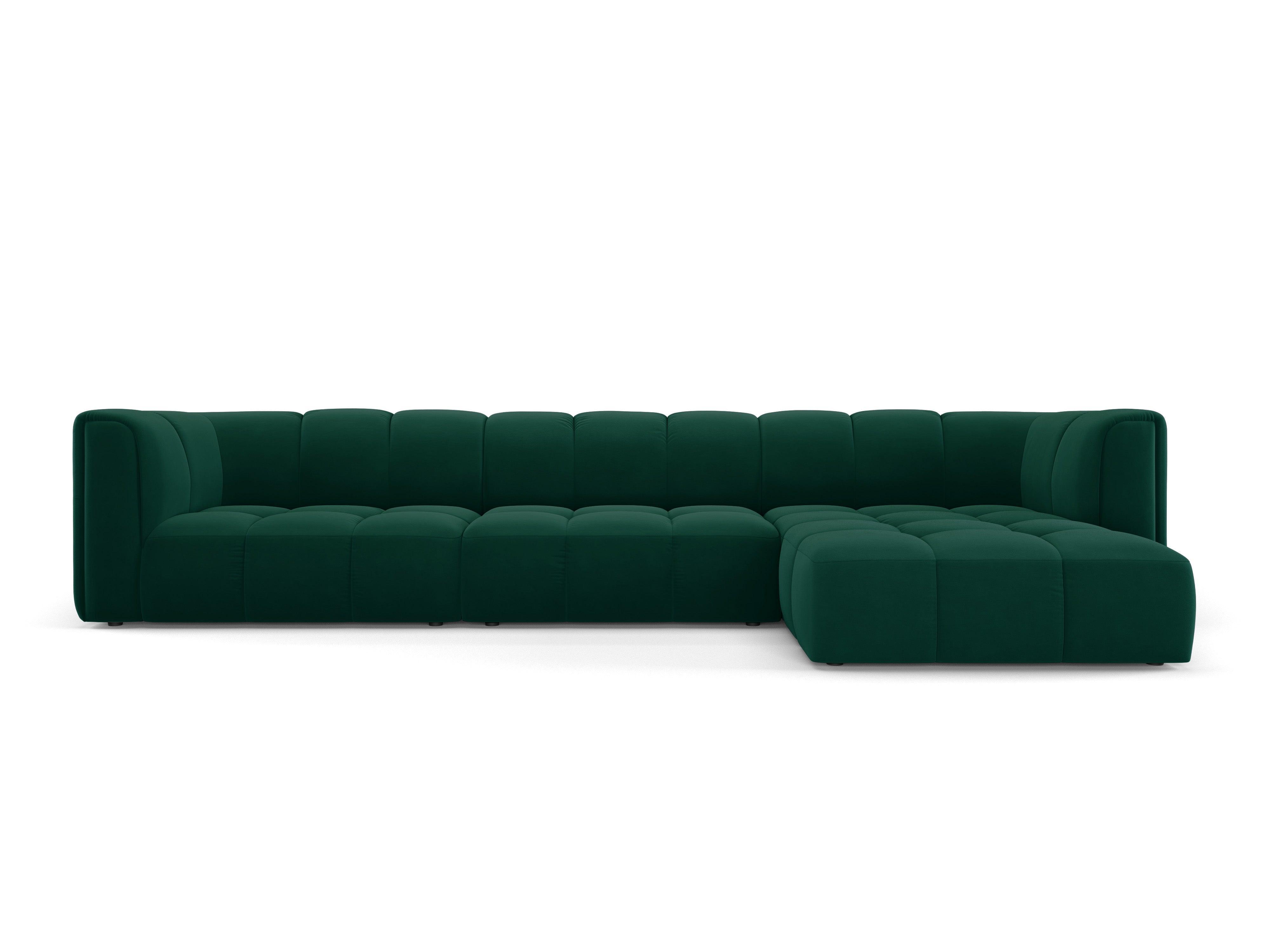 Velvet corner 5 seater right side FRANCESCA bottle green Milo Casa Eye on Design