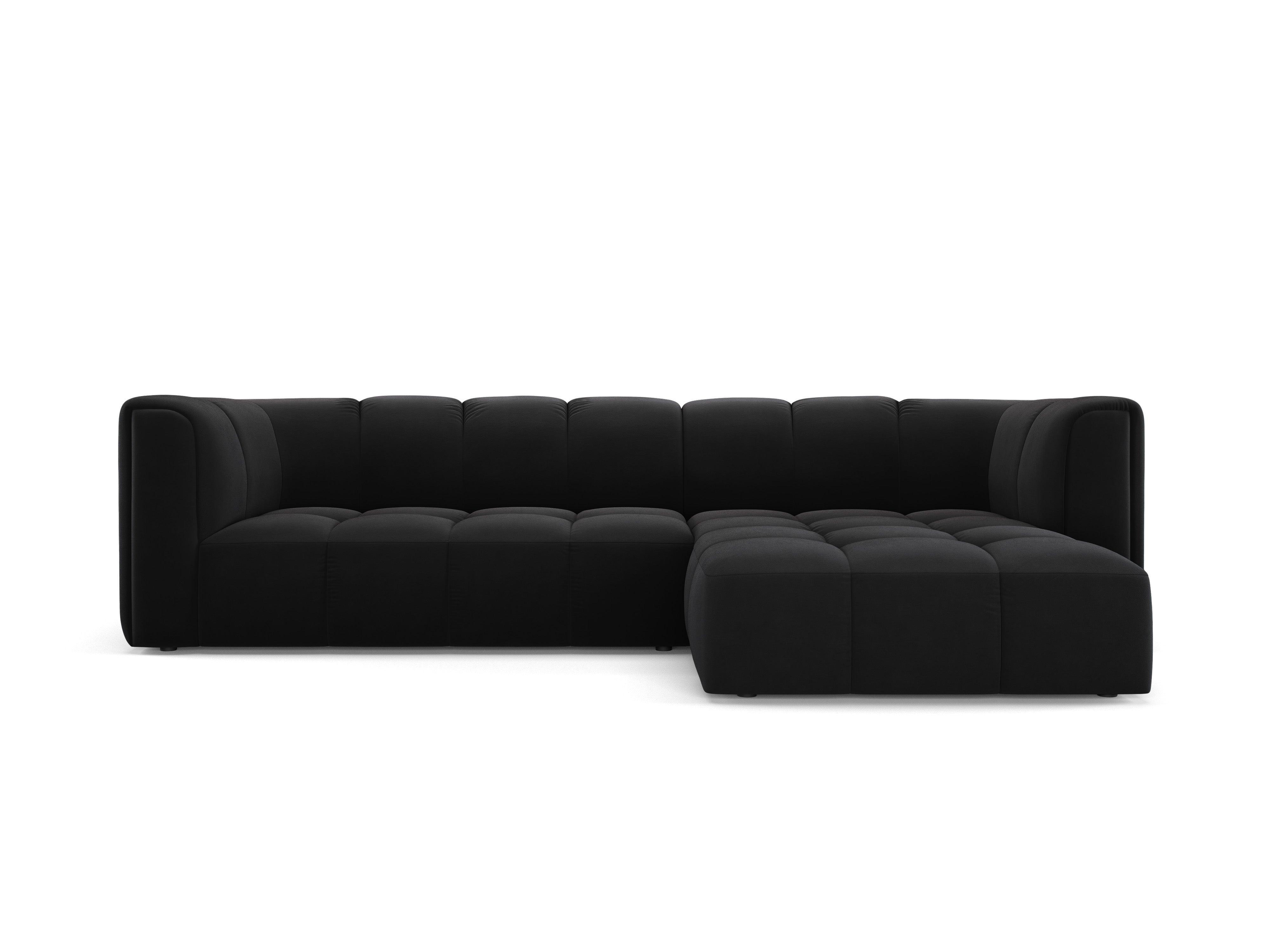 Velvet corner 3 seater right side FRANCESCA black Milo Casa Eye on Design