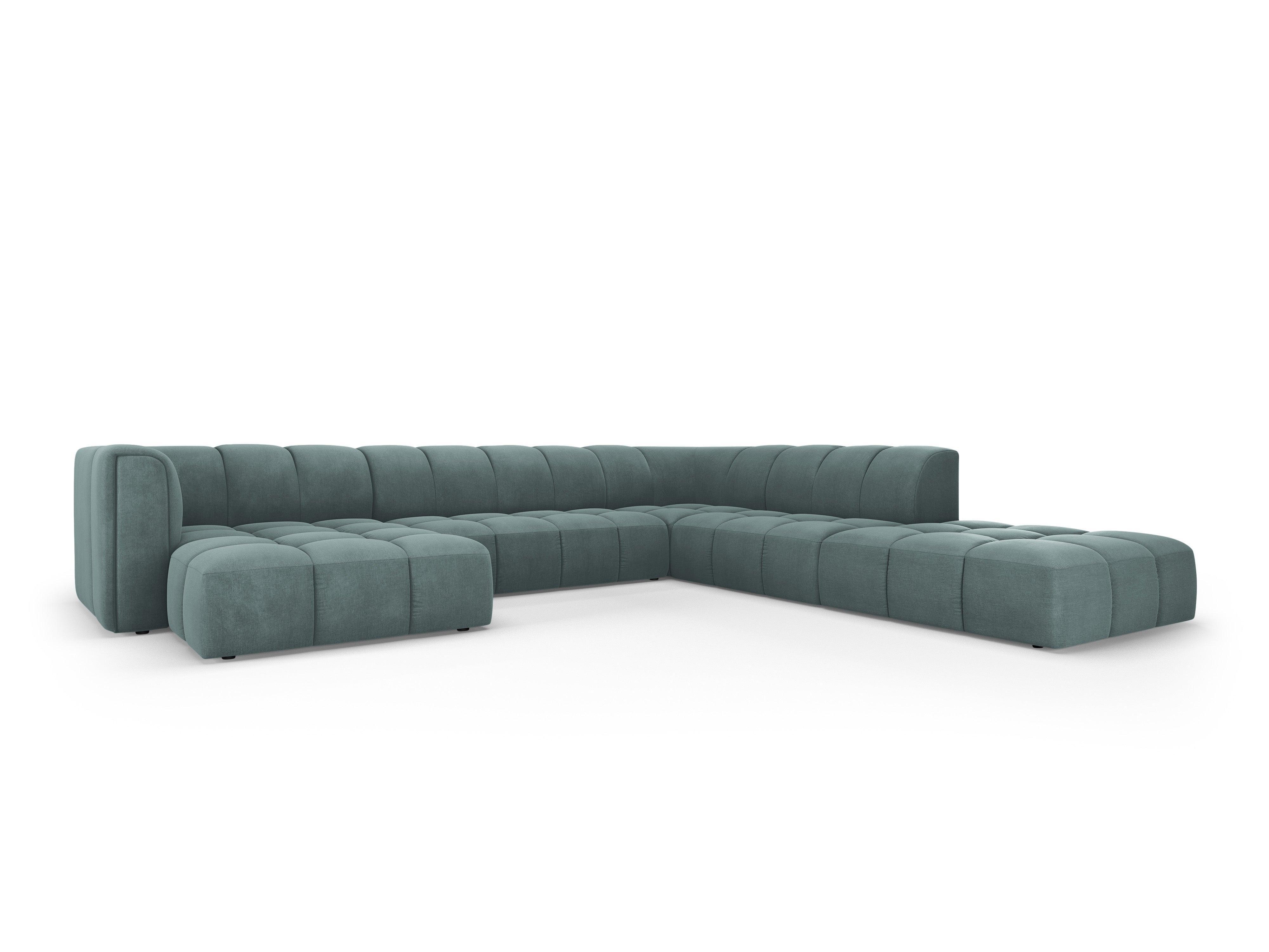 Right-sided panoramic sofa FRANCESCA sea green chenille Milo Casa Eye on Design