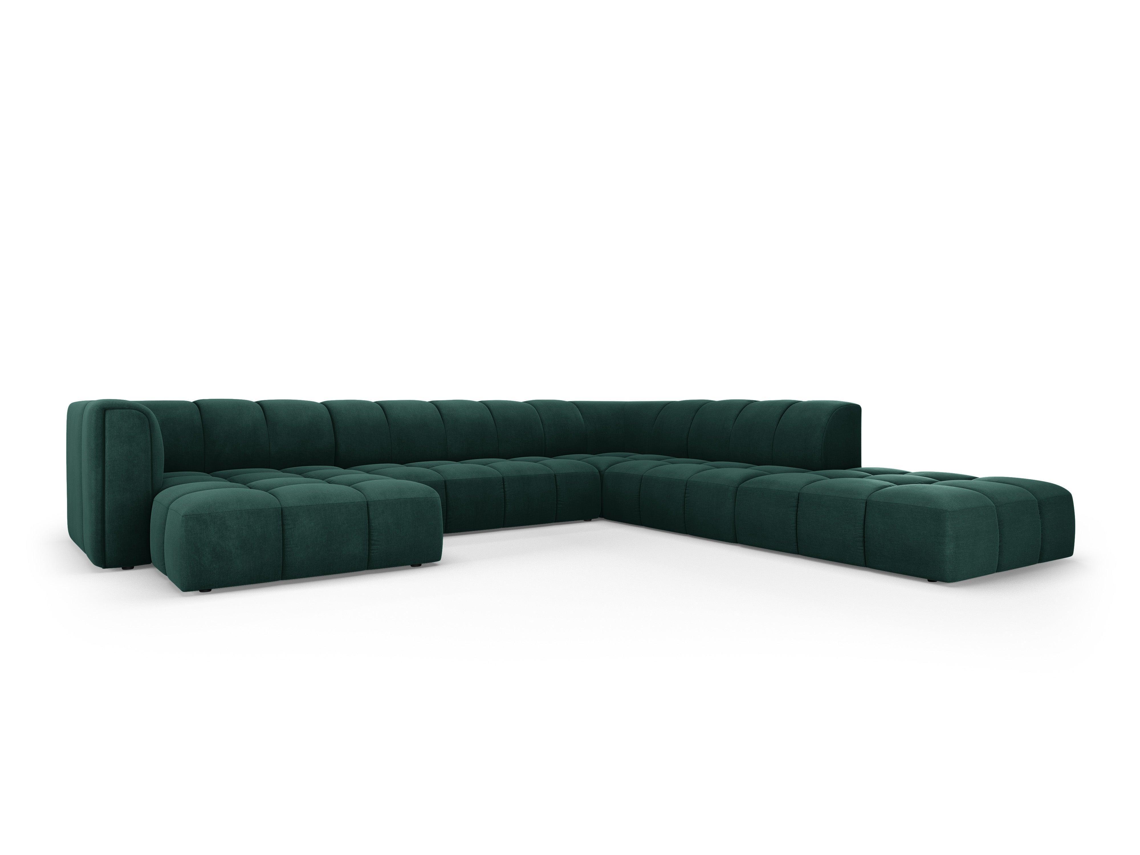 Right side panoramic sofa FRANCESCA bottle green chenille Milo Casa Eye on Design