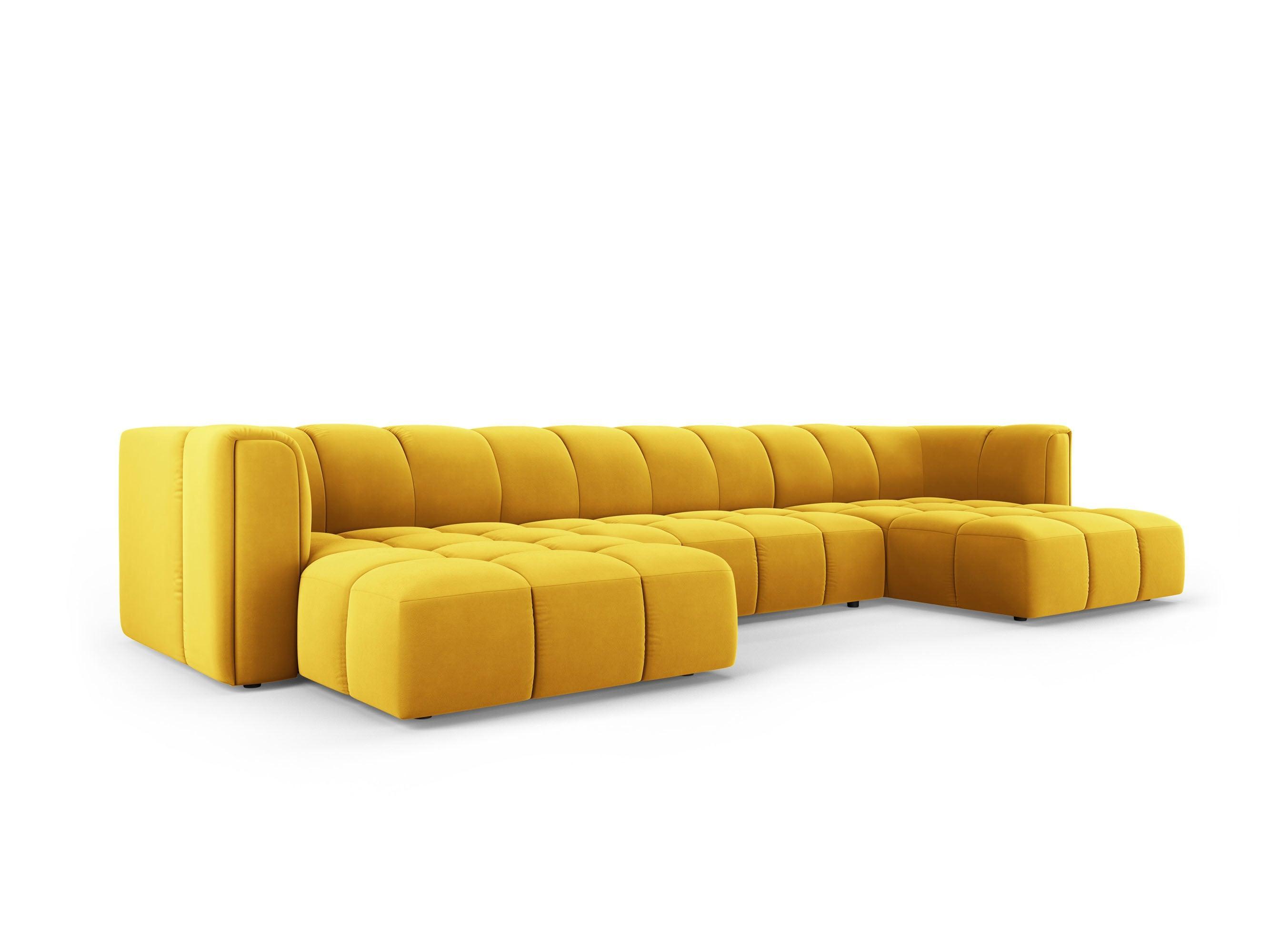 Panoramic velvet sofa FRANCESCA yellow Milo Casa Eye on Design