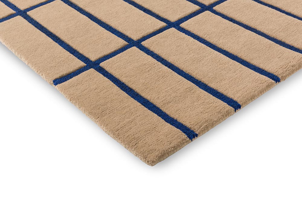 Tiliskii wool rug beige with blue