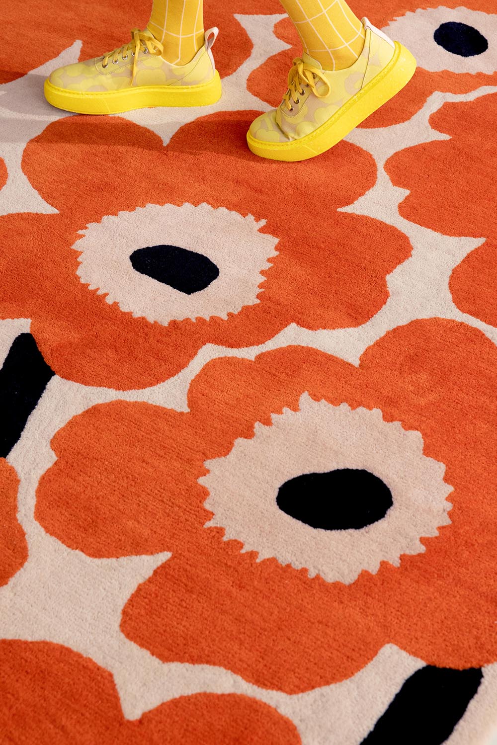 Wool rug Unique beige-orange