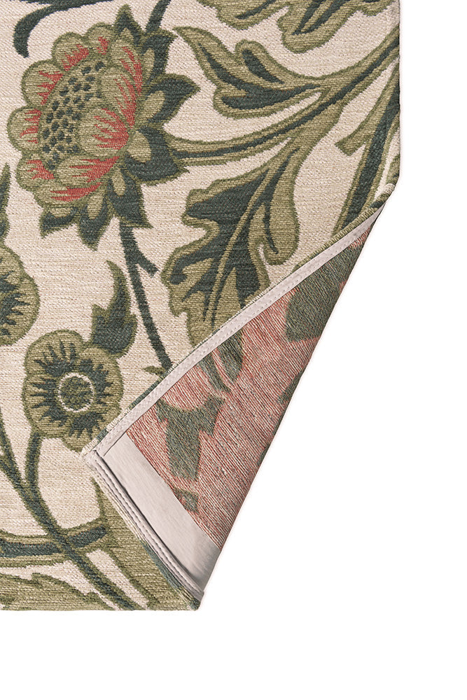 Teppich HIACINTH NATURAL beige mit grünem Akzent