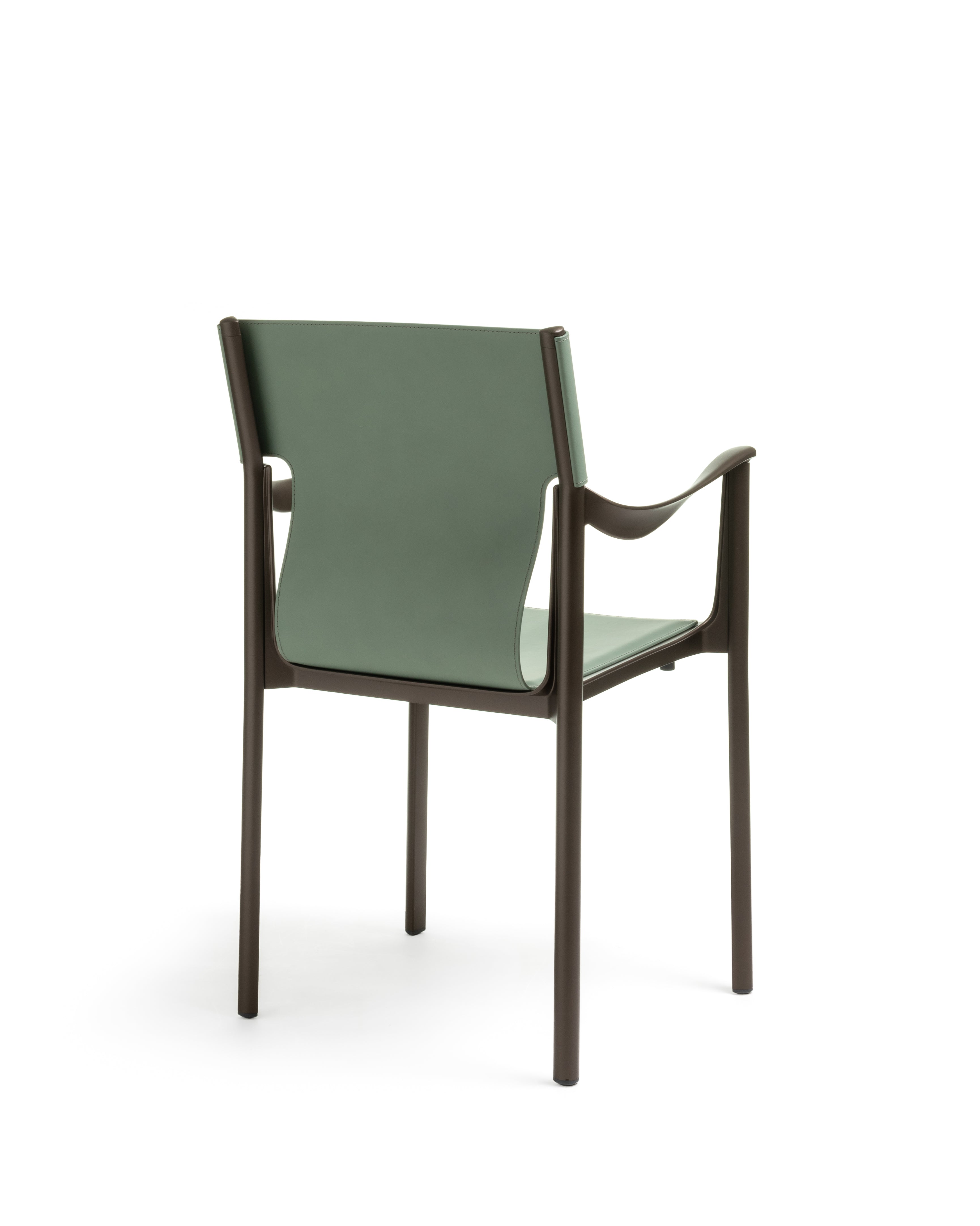 VENICE chair green leather with dark brown base