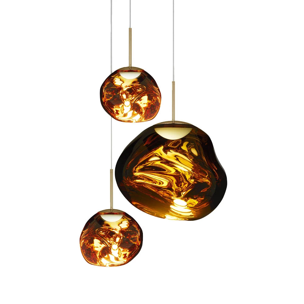 Melt round hanging lamp gold