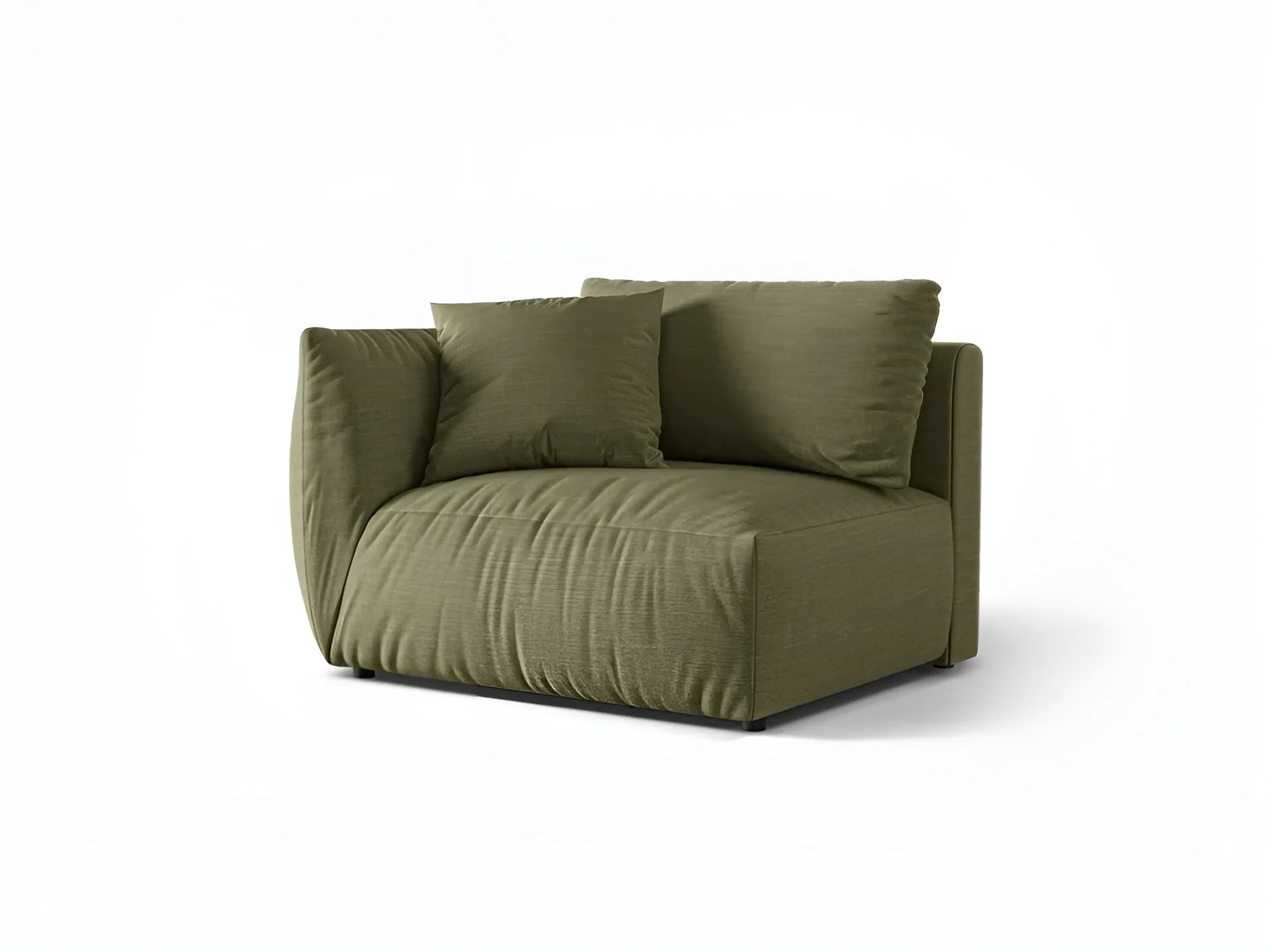 Modulares Sofa CHRIS - breites linkes Element in grünem Chenille