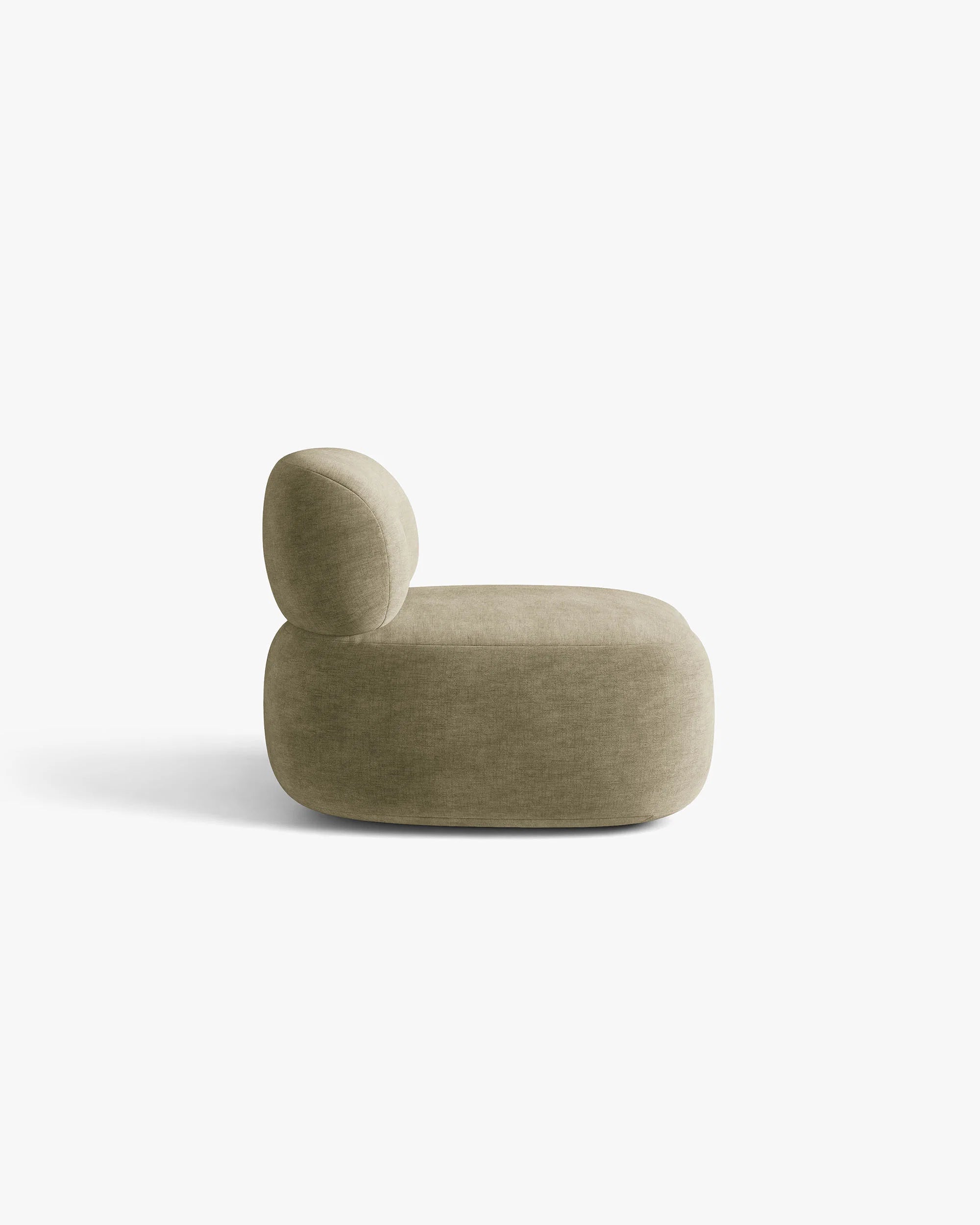 Sessel AURA in hellolivfarbener Chenille