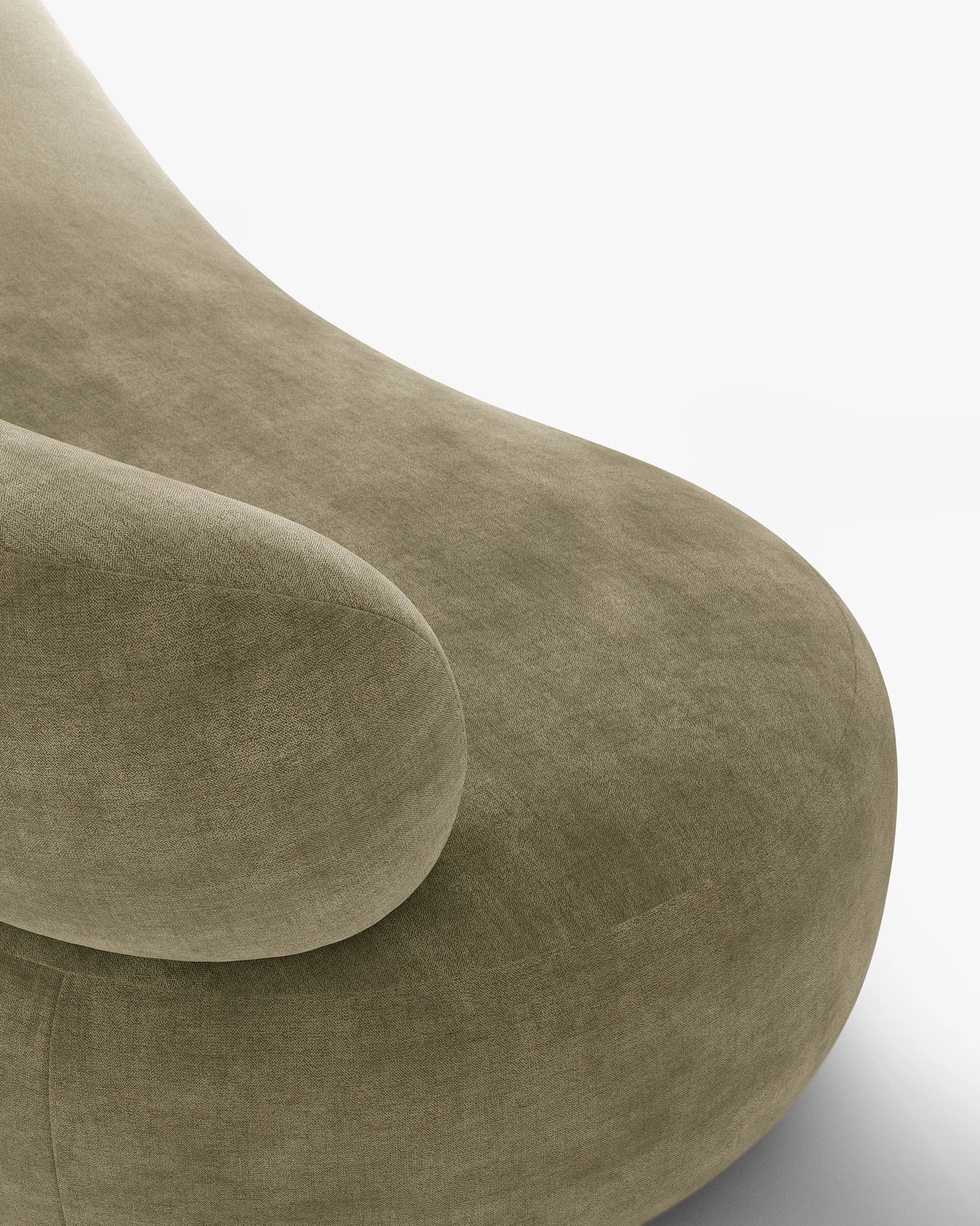 Sessel AURA in hellolivfarbener Chenille