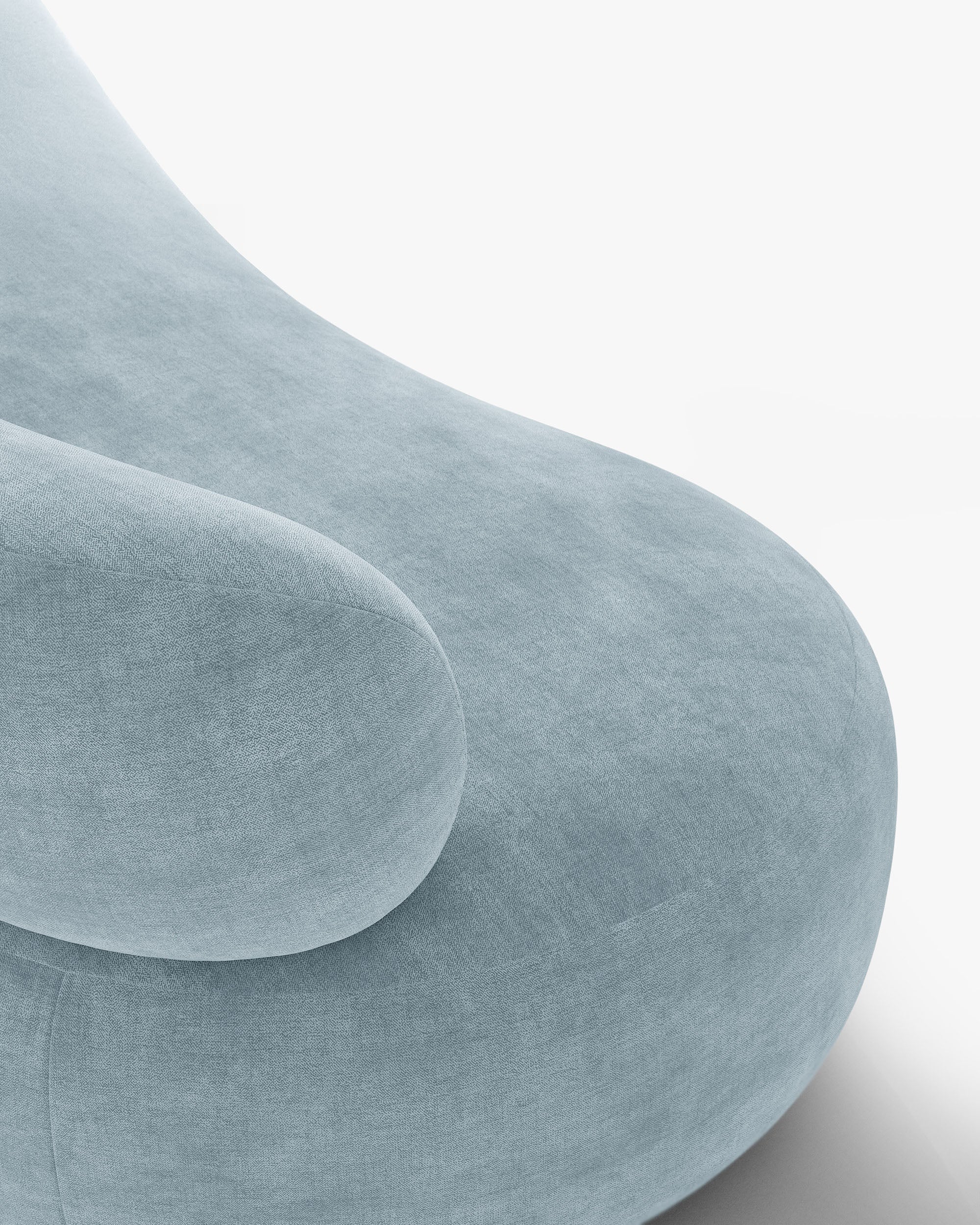 Sessel AURA in pastellblauem Chenille
