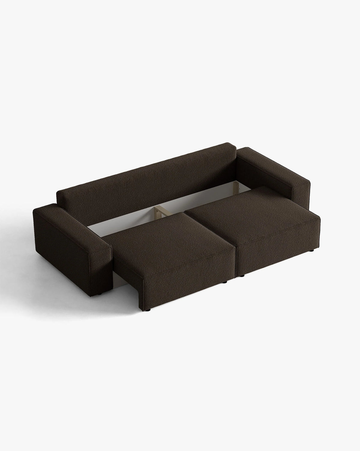 Sofa für 3 Personen mit Schlaffunktion JODIE in schokoladenfarbener Boucle