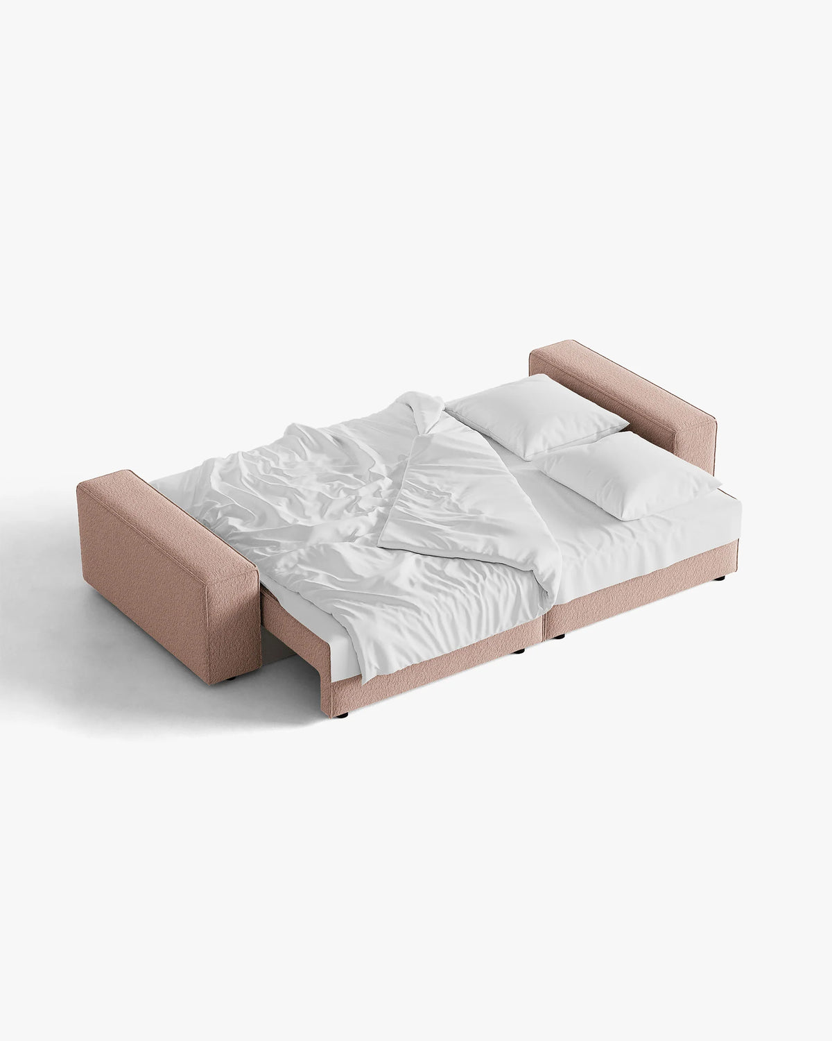 Sofa für 3 Personen mit Schlaffunktion JODIE puderrosa Boucle