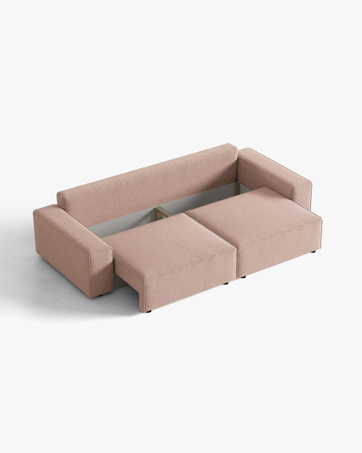 Sofa für 3 Personen mit Schlaffunktion JODIE puderrosa Boucle