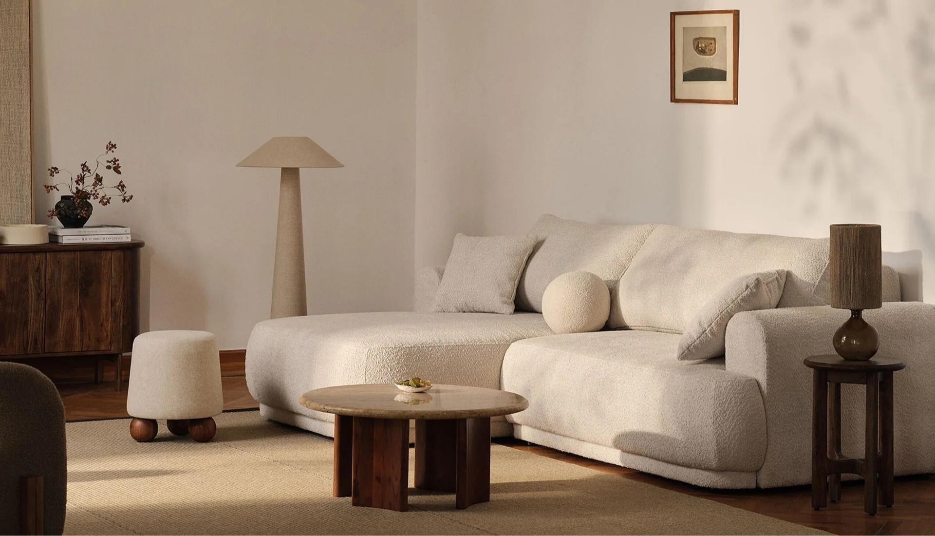 Samtsofa mit Ella Light Beige Schlaffunktion