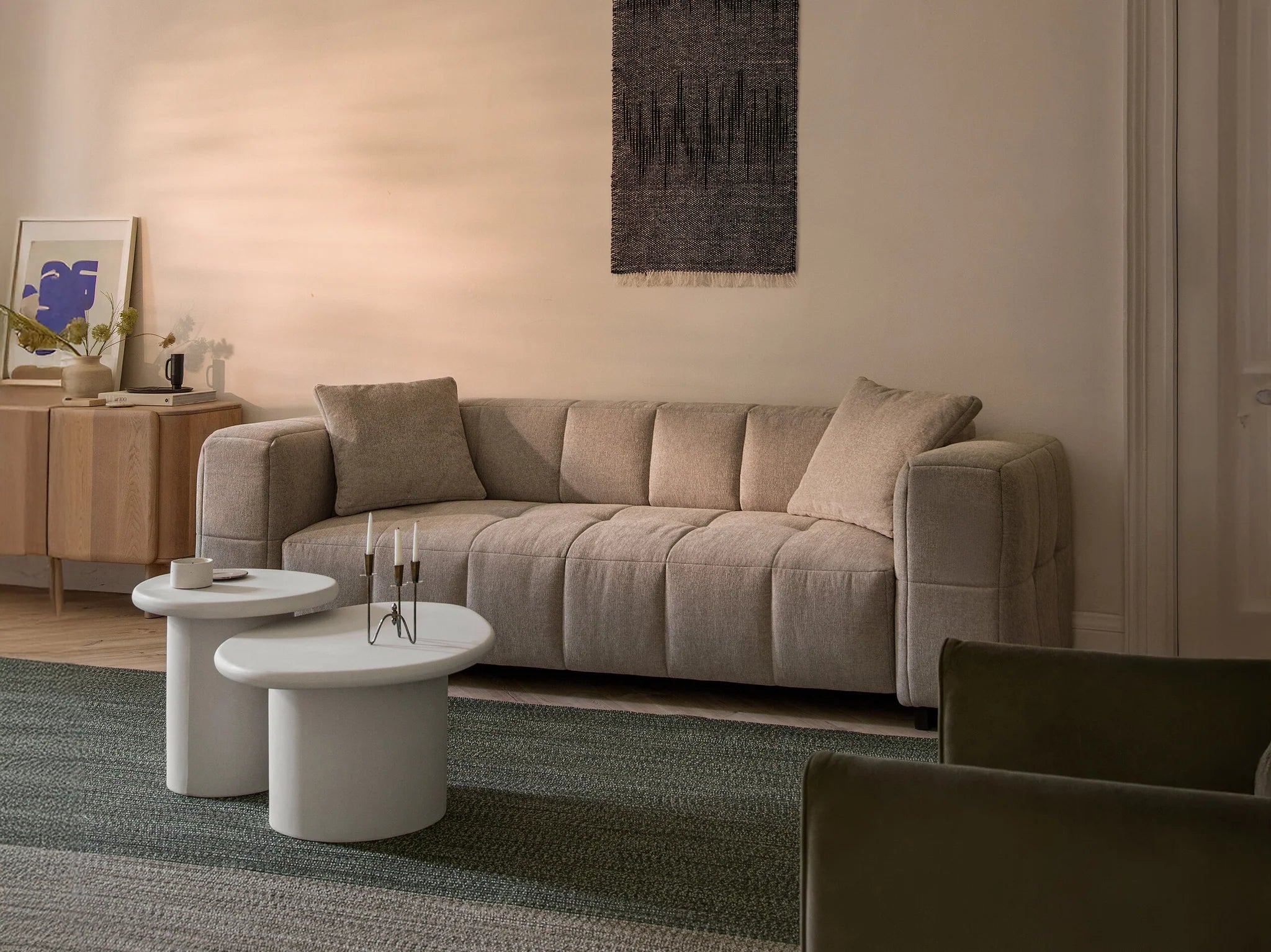 Samt-Ecksofa links mit Schlaffunktion PUMA rosa