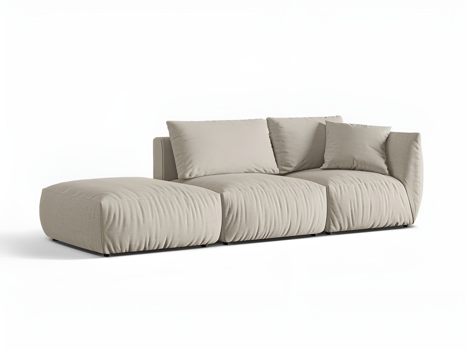 Left-facing 3-seater modular sofa CHRIS cream chenille