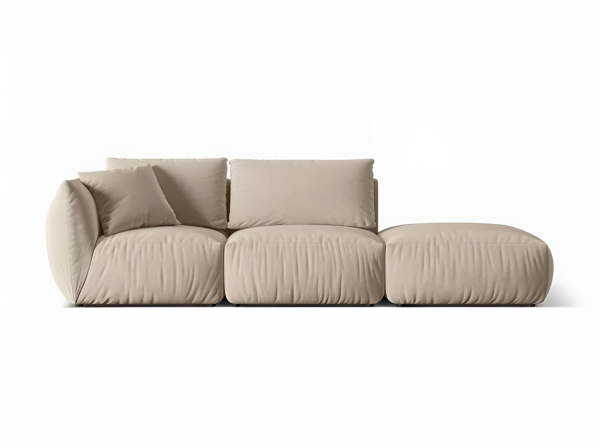 Modulares Samtsofa für 3 Personen, rechtsseitig CHRIS ecru