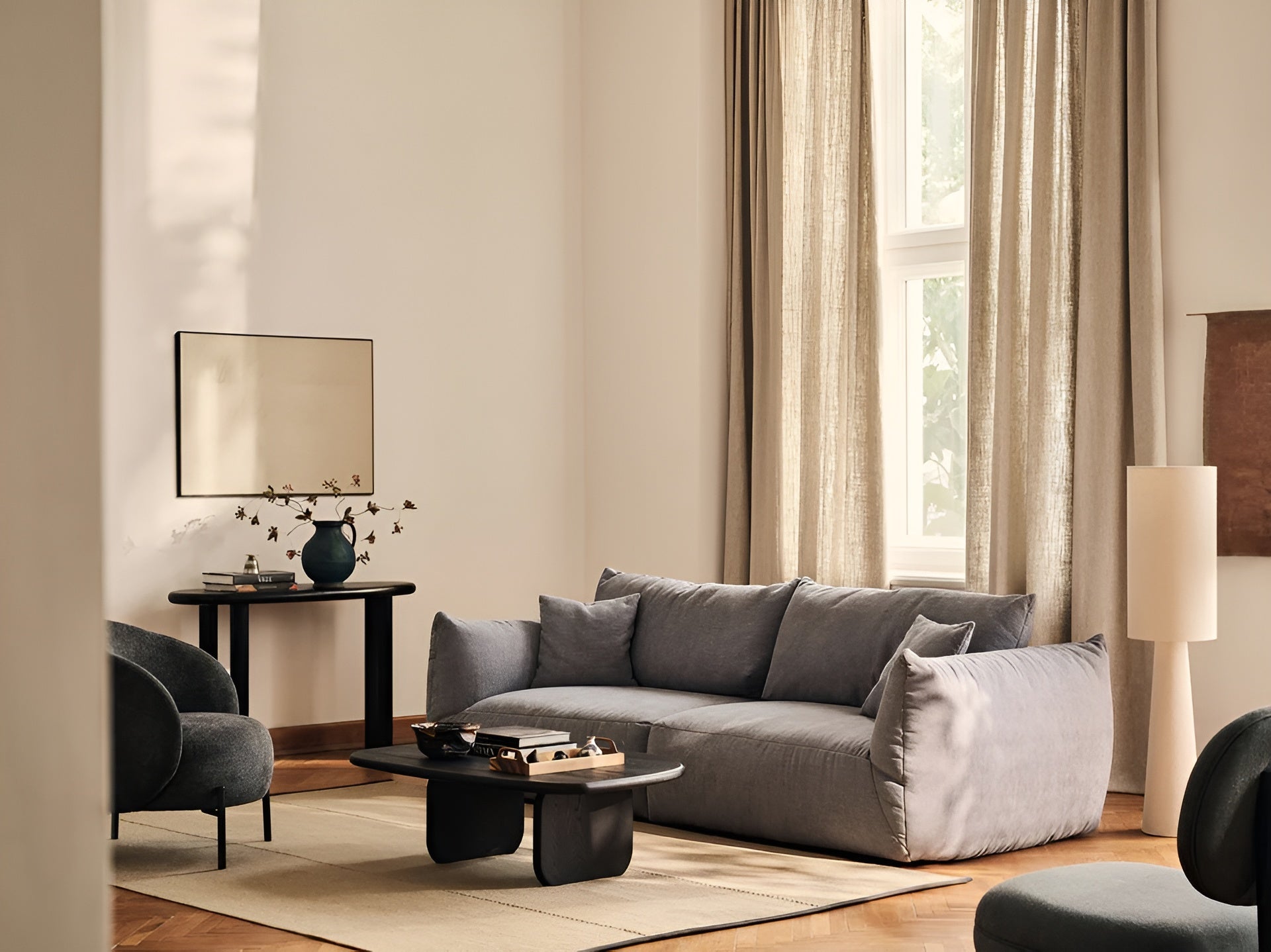Velvet corner sofa for 4 people, left-sided CHRIS light blue