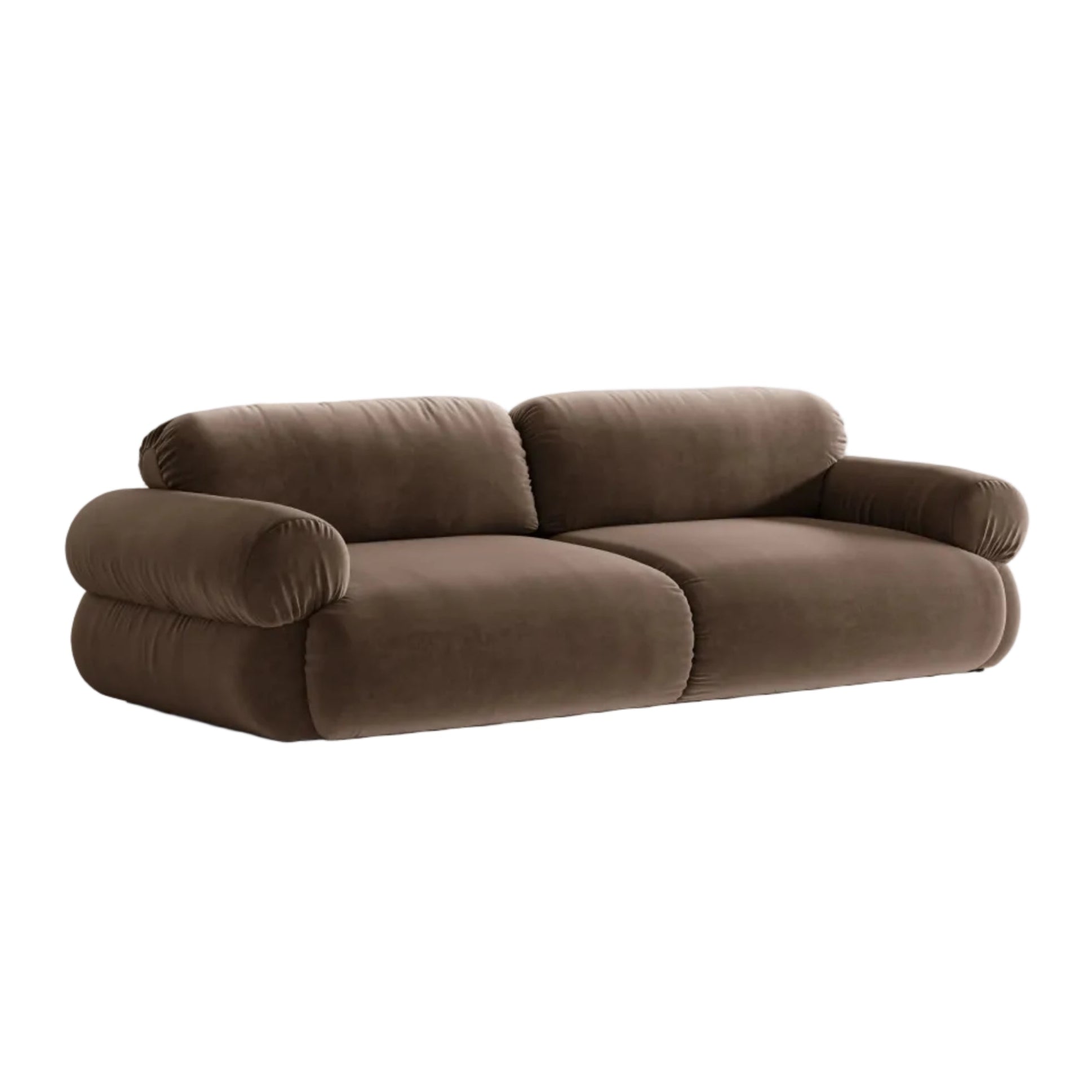 Sofa für 4 Personen aus Samt OPHELIA in Schokoladenfarbe