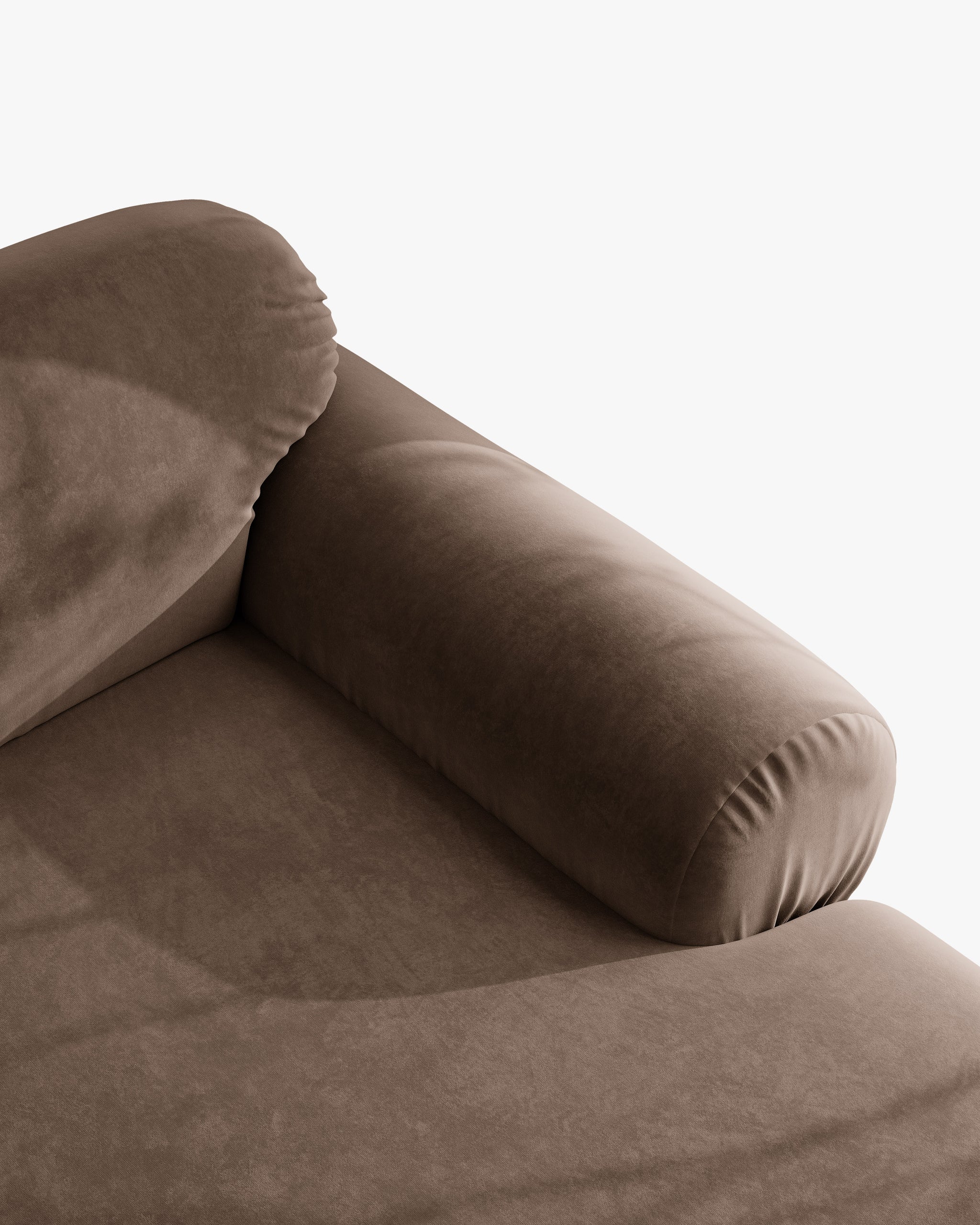 Sofa für 4 Personen aus Samt OPHELIA in Schokoladenfarbe