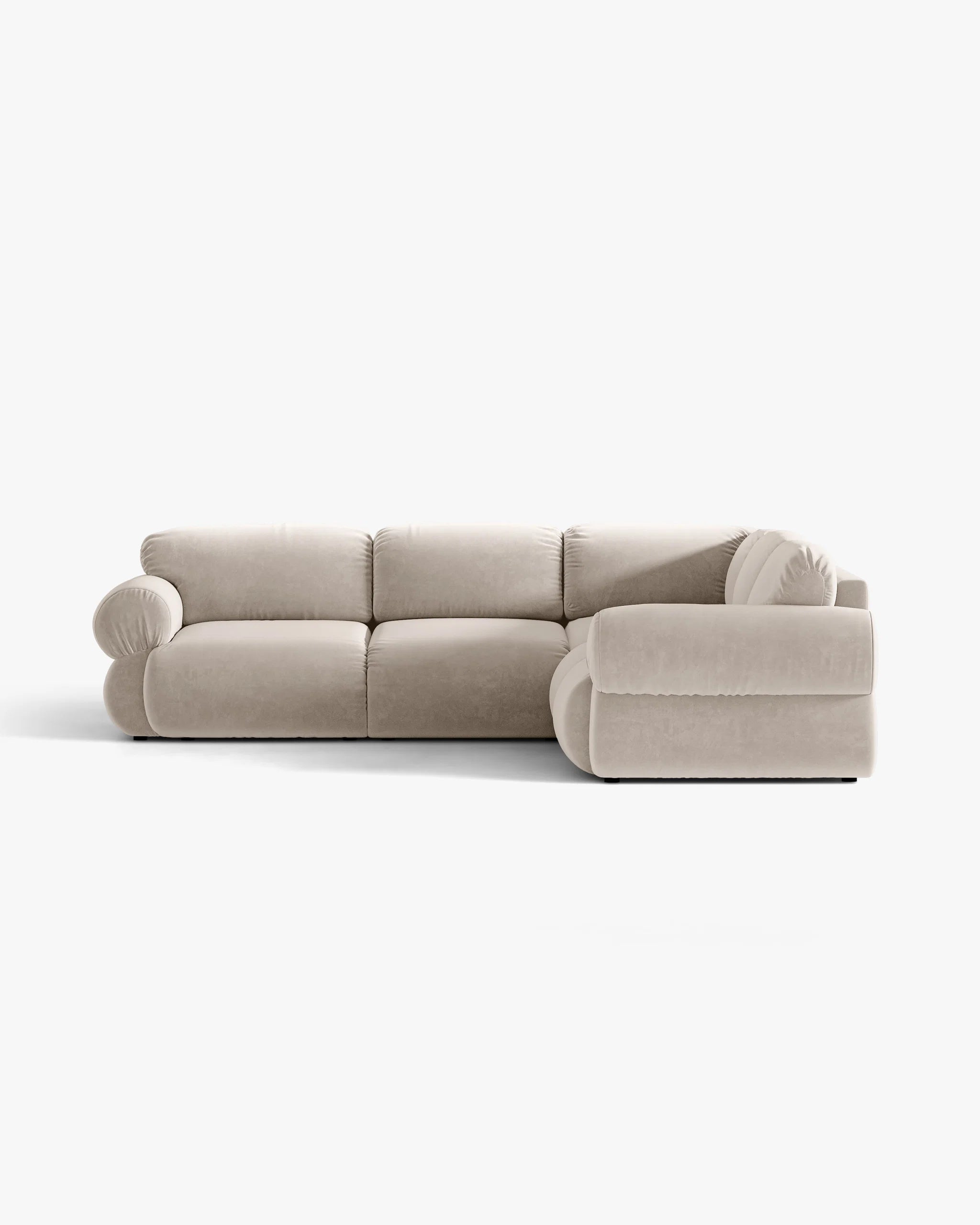 Symmetrische Samt-Eckcouch OPHELIA in Beige
